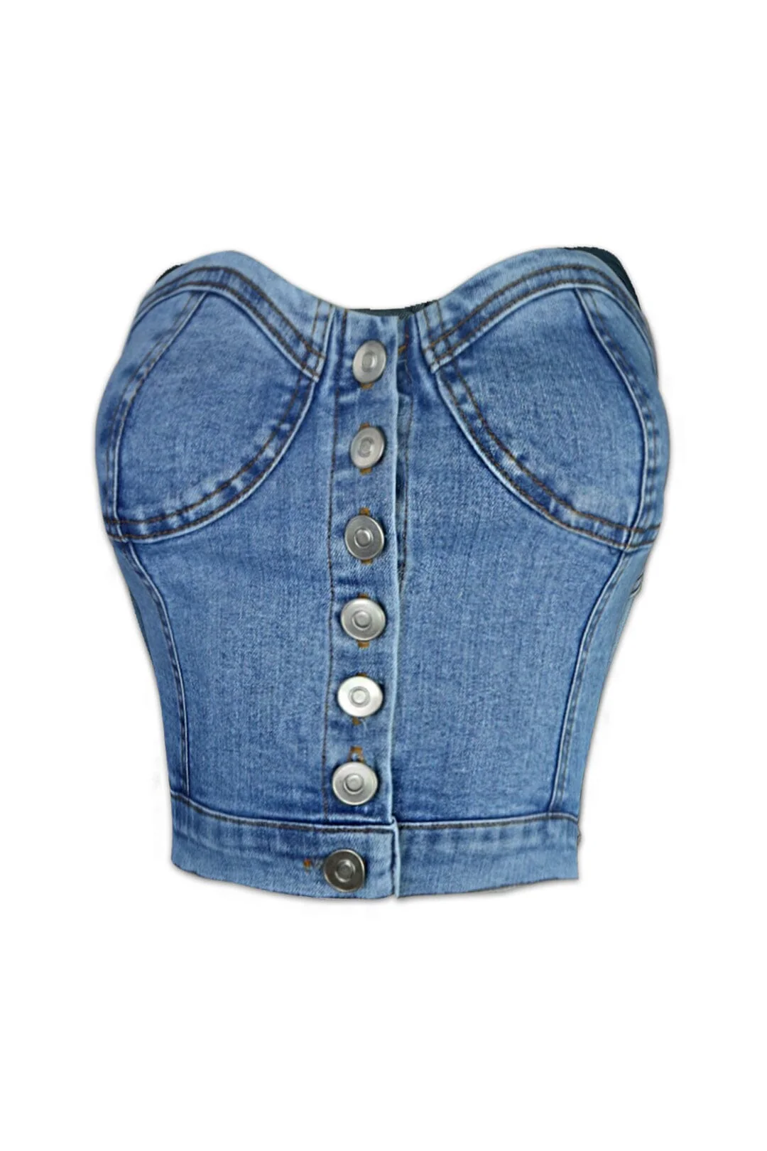 Bust Down Denim Bustier Tube Top - Image 3