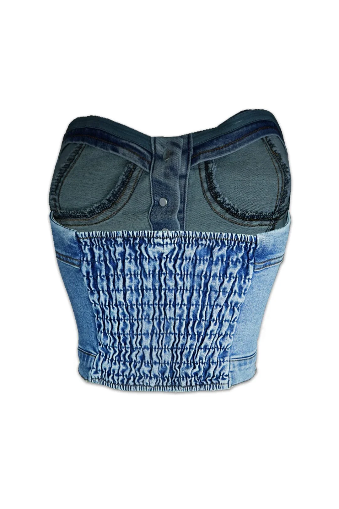 Bust Down Denim Bustier Tube Top - Image 8