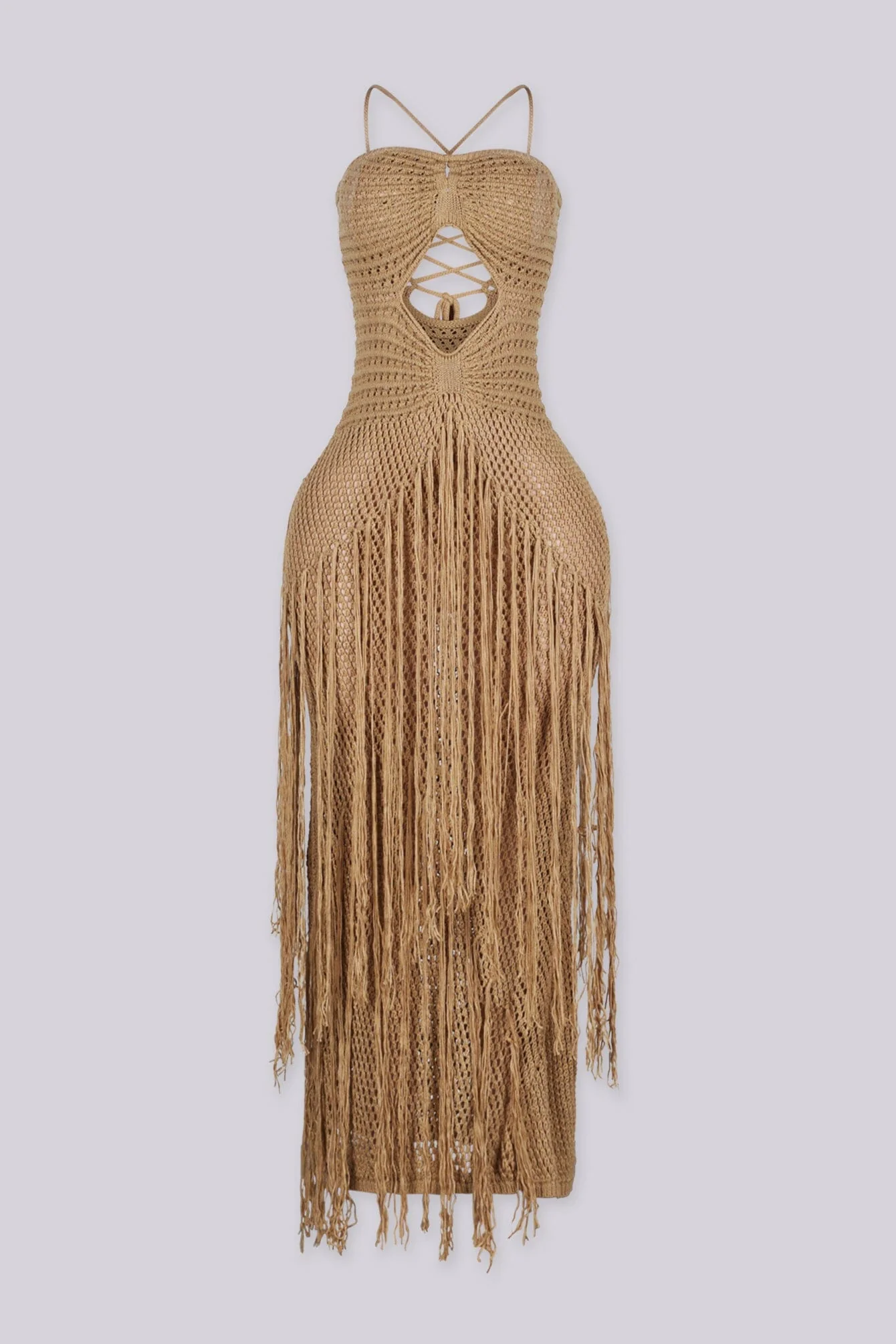 Cabo Crochet Fringe Cutout Maxi Dress - Image 4