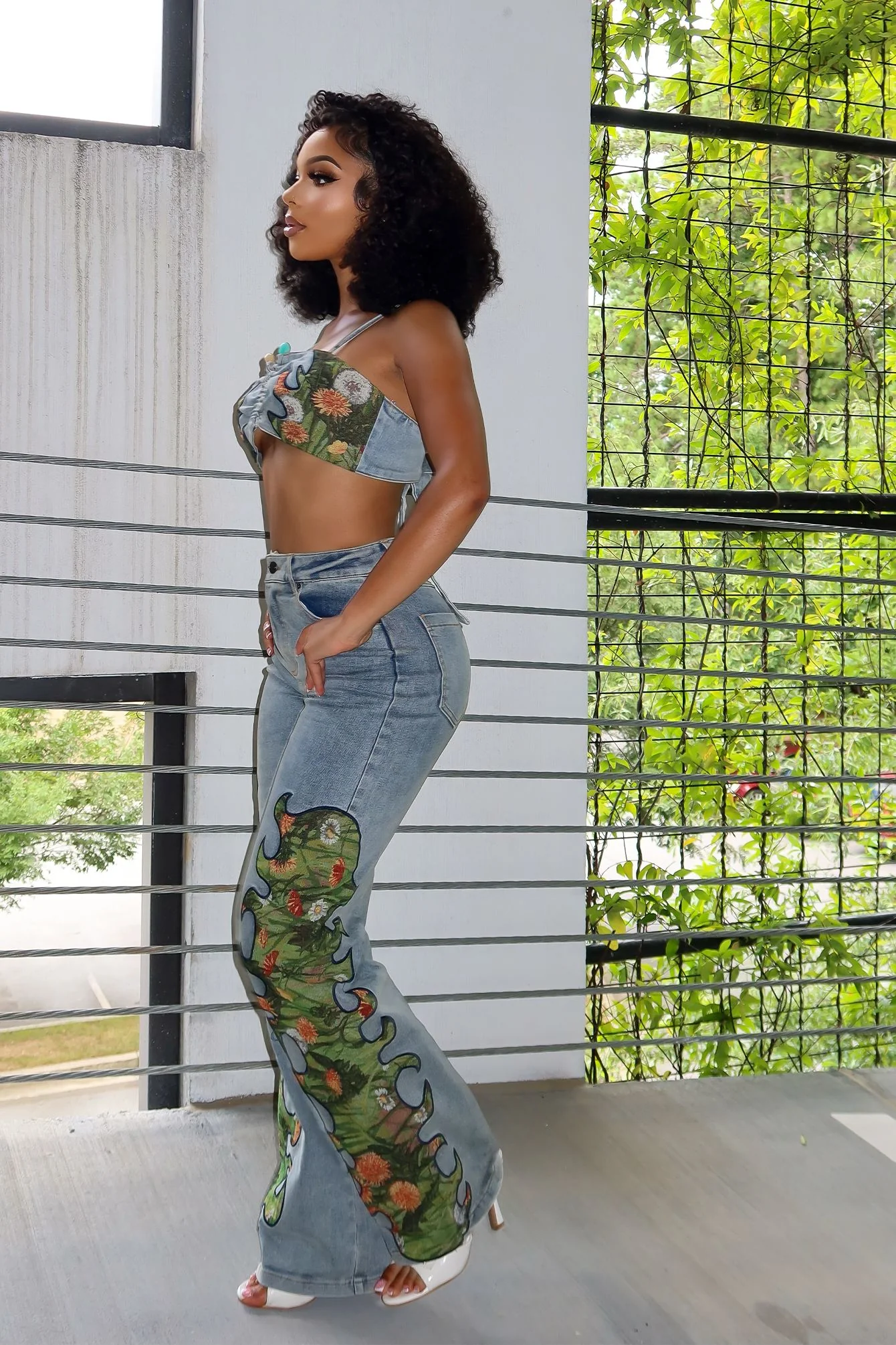 Cactus Blossom Denim Top & Pants SET - Image 3