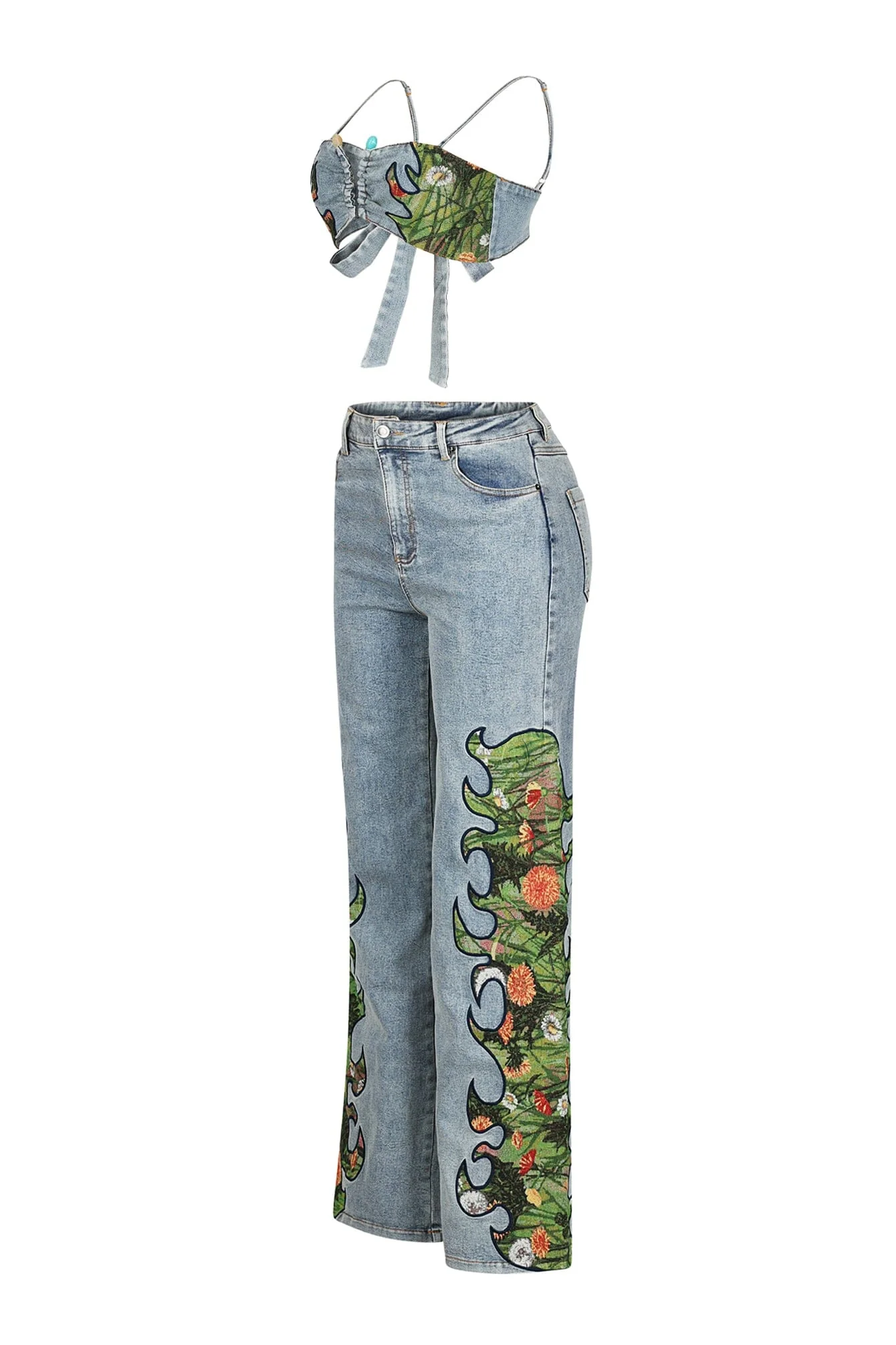Cactus Blossom Denim Top & Pants SET - Image 5