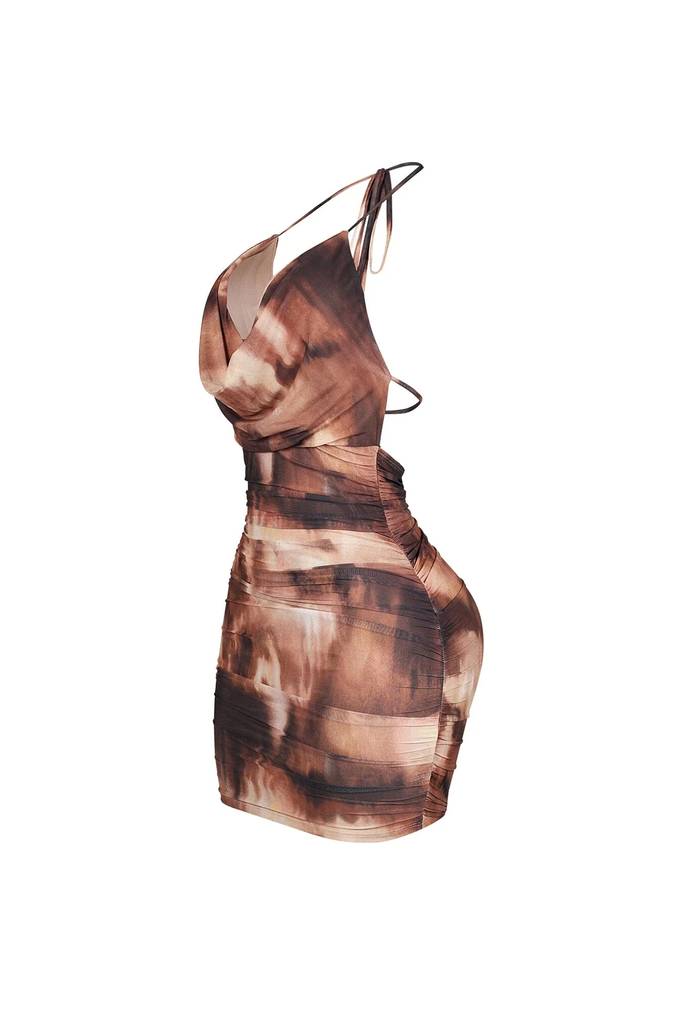 Cafe Mesh Print Cowl Neck Mini Dress - Image 4
