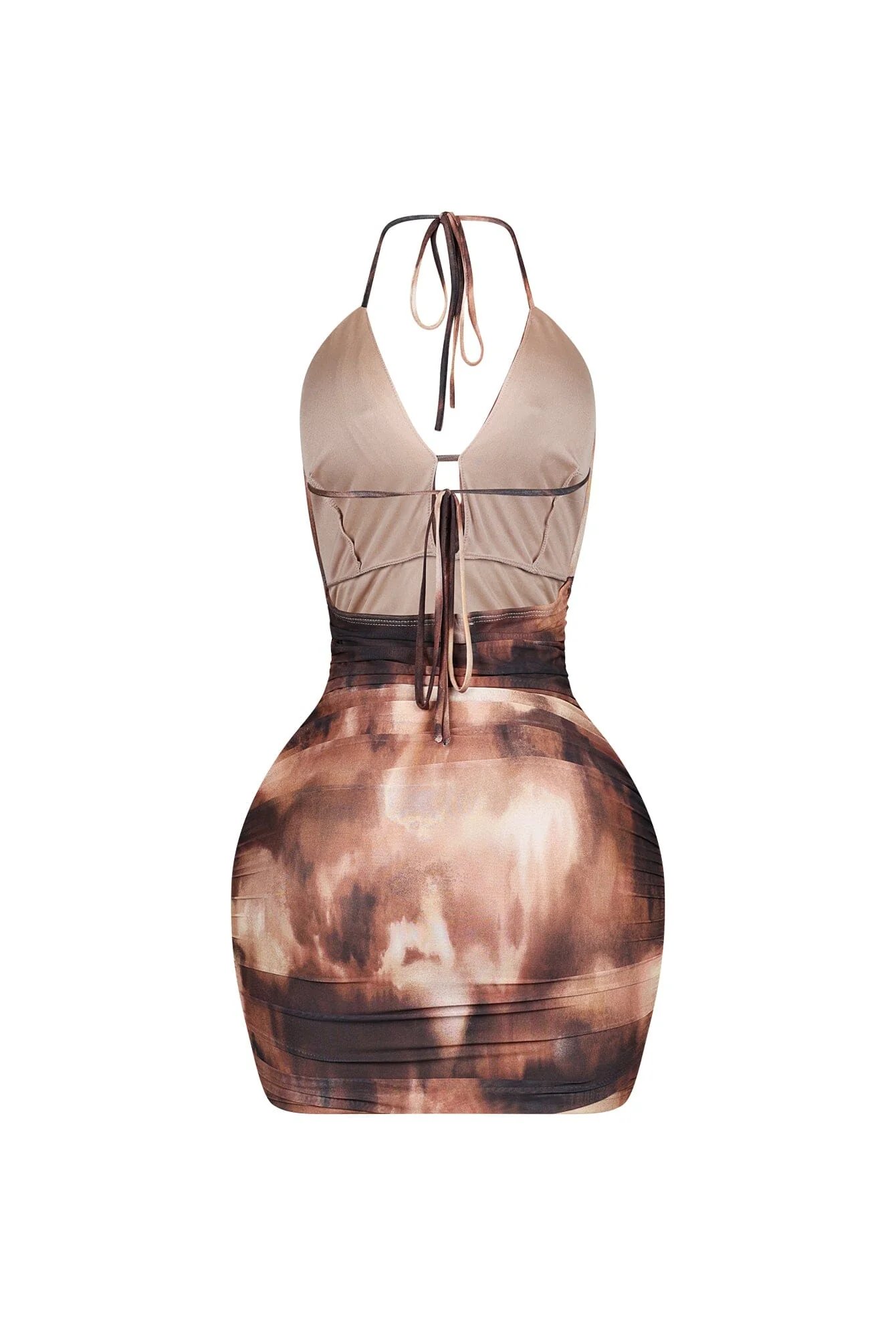 Cafe Mesh Print Cowl Neck Mini Dress - Image 5