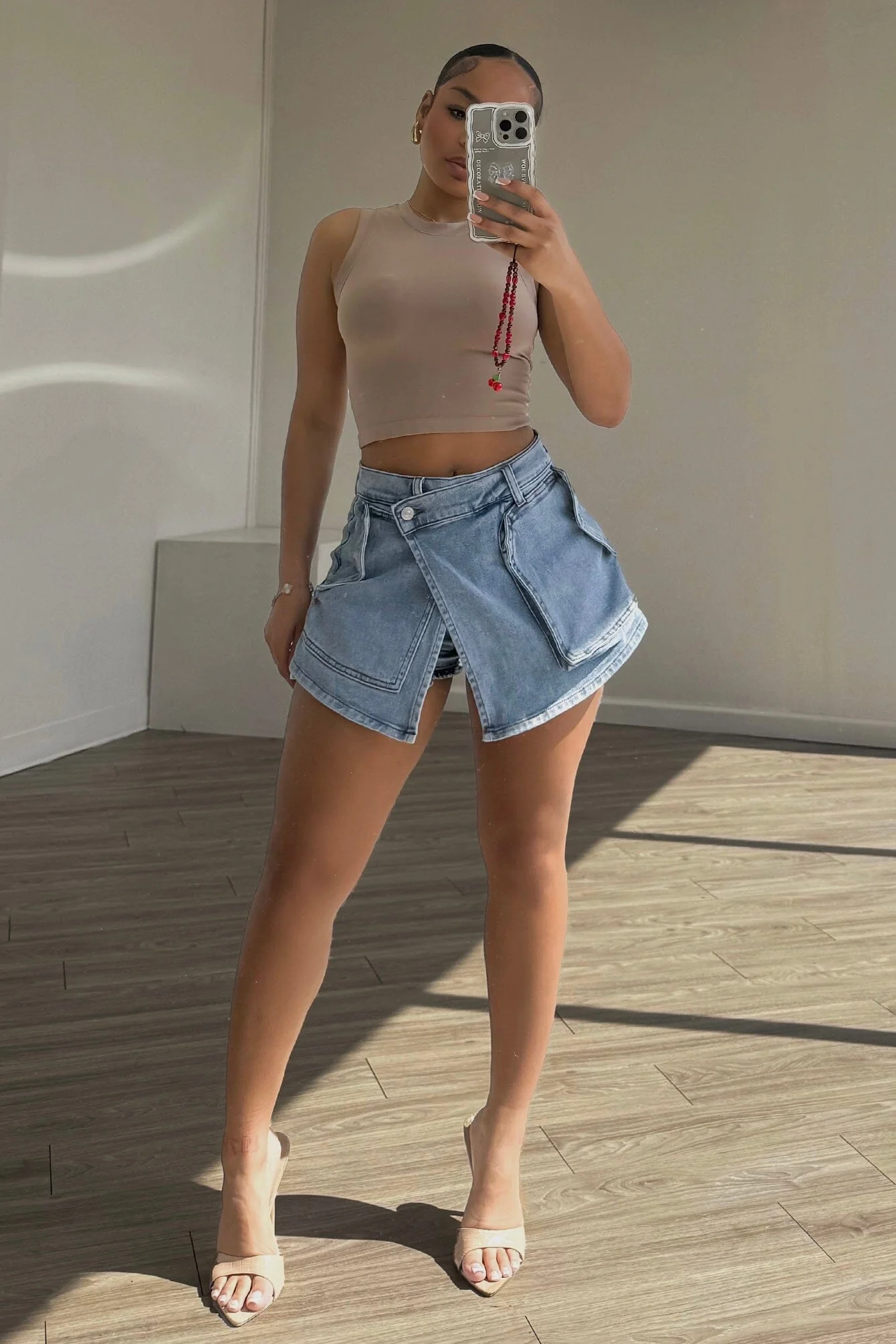 Call On Me Wrap Denim Skort - Image 3