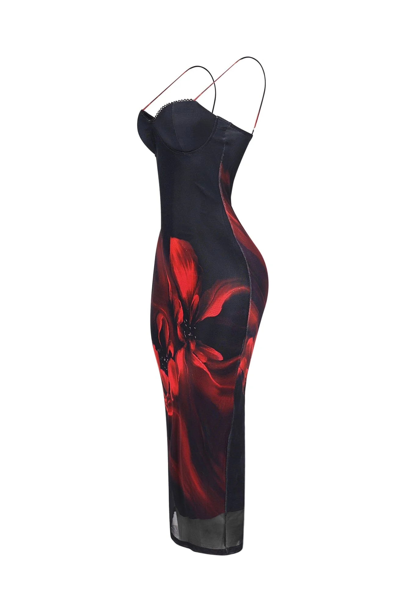 Camellia Floral Mesh Bustier Tank Midi Dress - Image 8