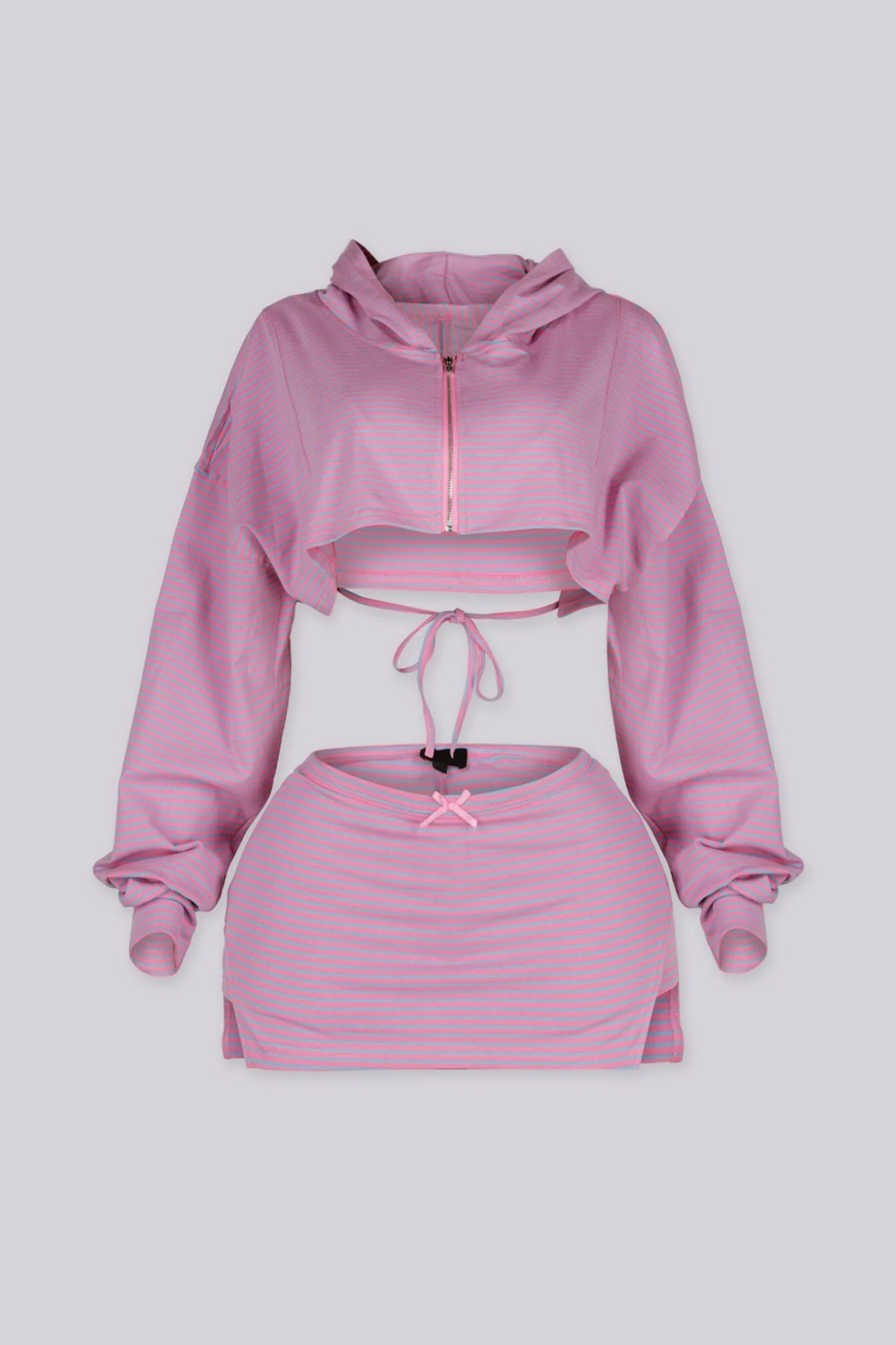 Candy Stripe Zip Hoodie & Shorts SET - Image 5