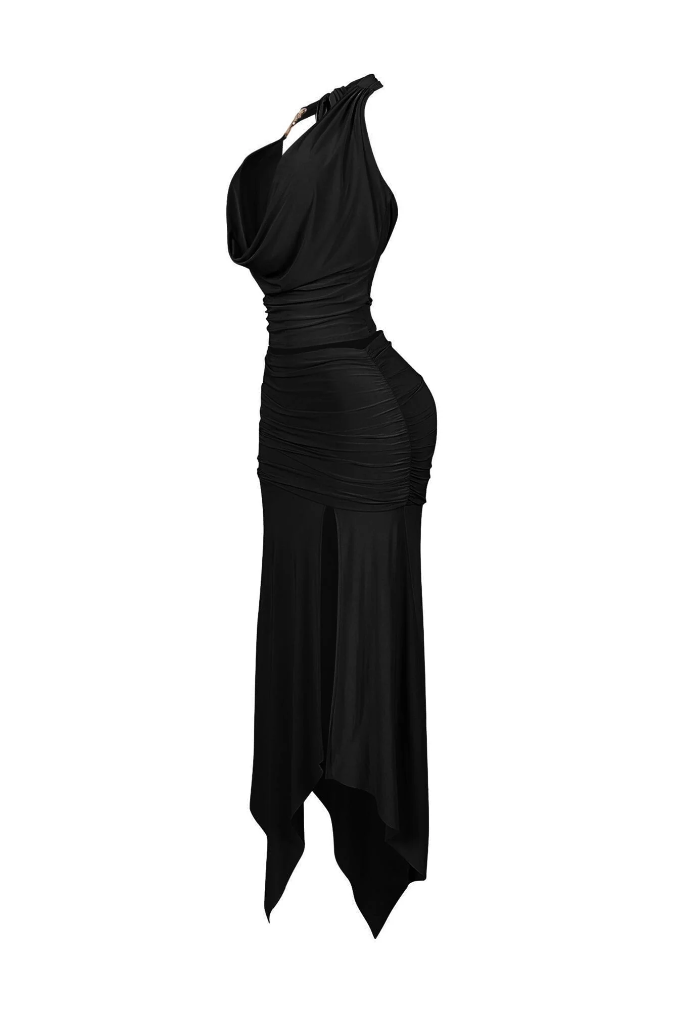 Caroline Gold Metallic Cowl Neck Top & Skirt SET - Image 7