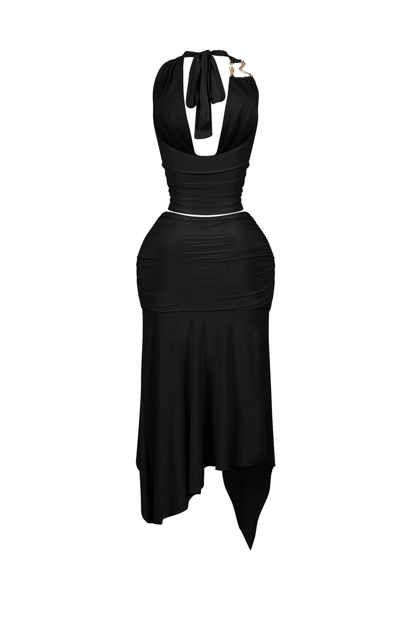 Caroline Gold Metallic Cowl Neck Top & Skirt SET - Image 9