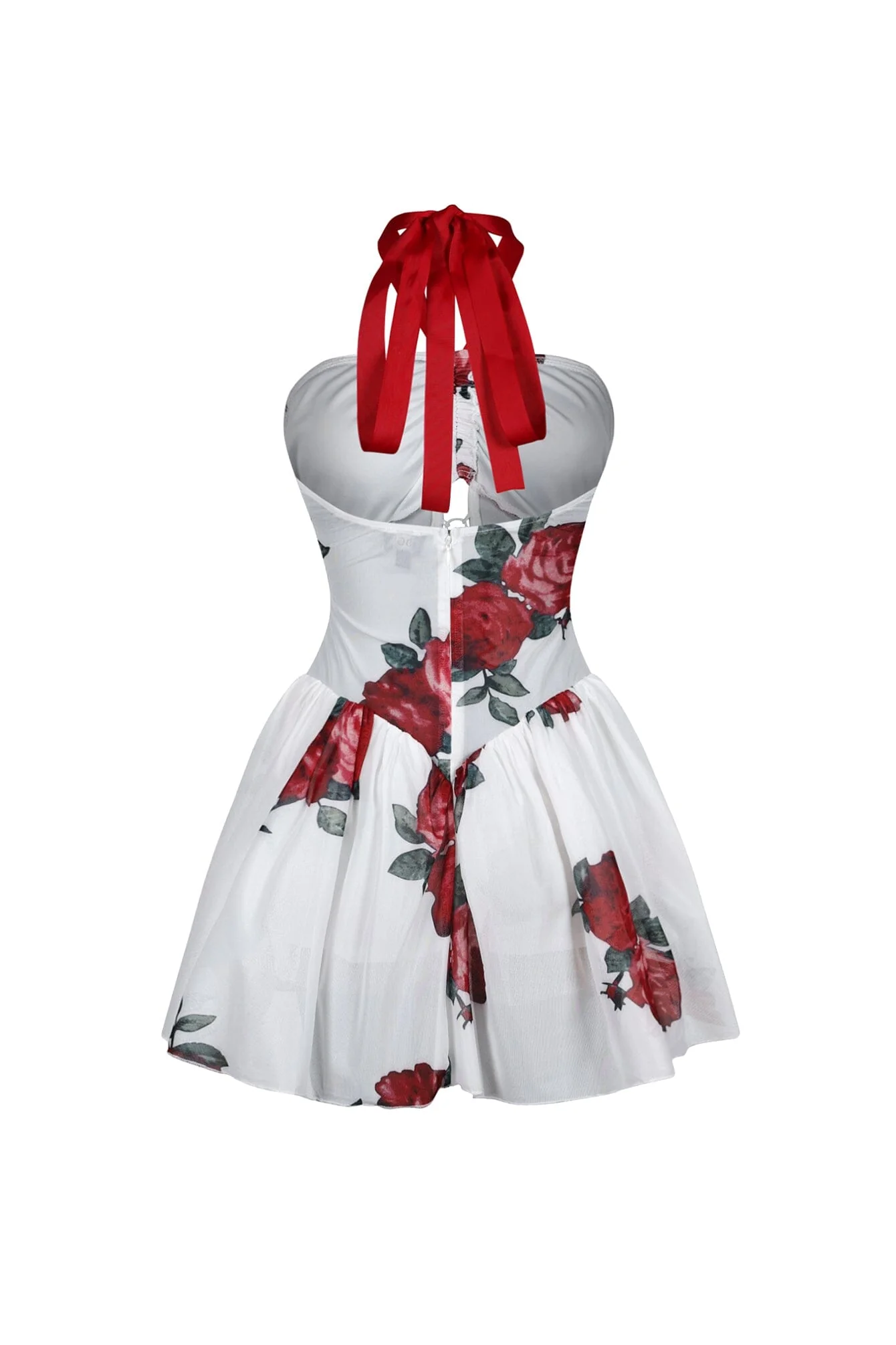 Cassandra Floral Halter Flare Mini Dress - Image 9