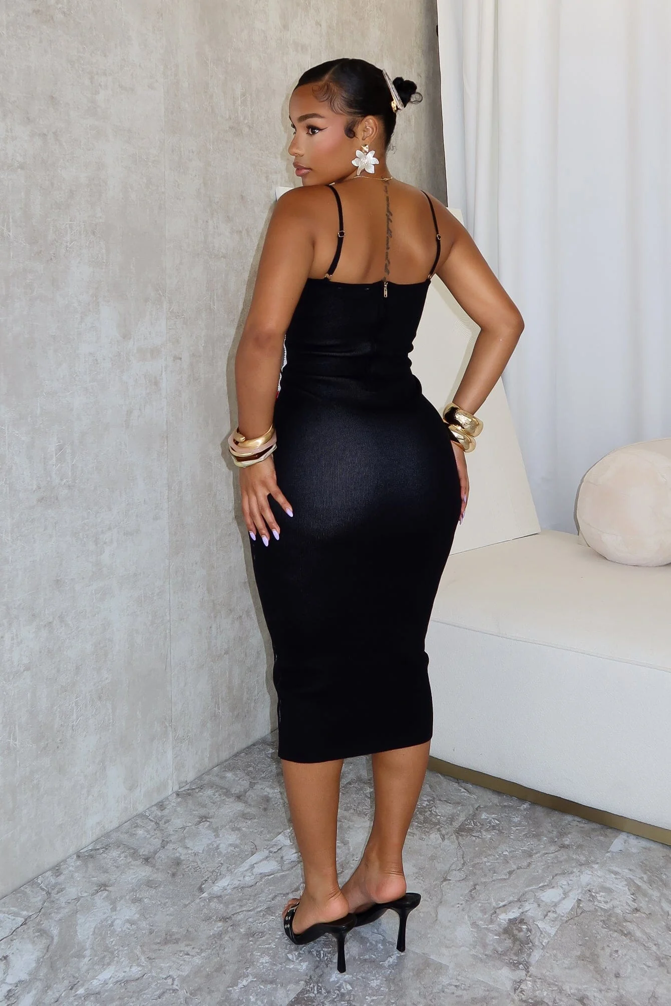 Cassia Rhinestone Trim Sleeveless Midi Dress - Image 2