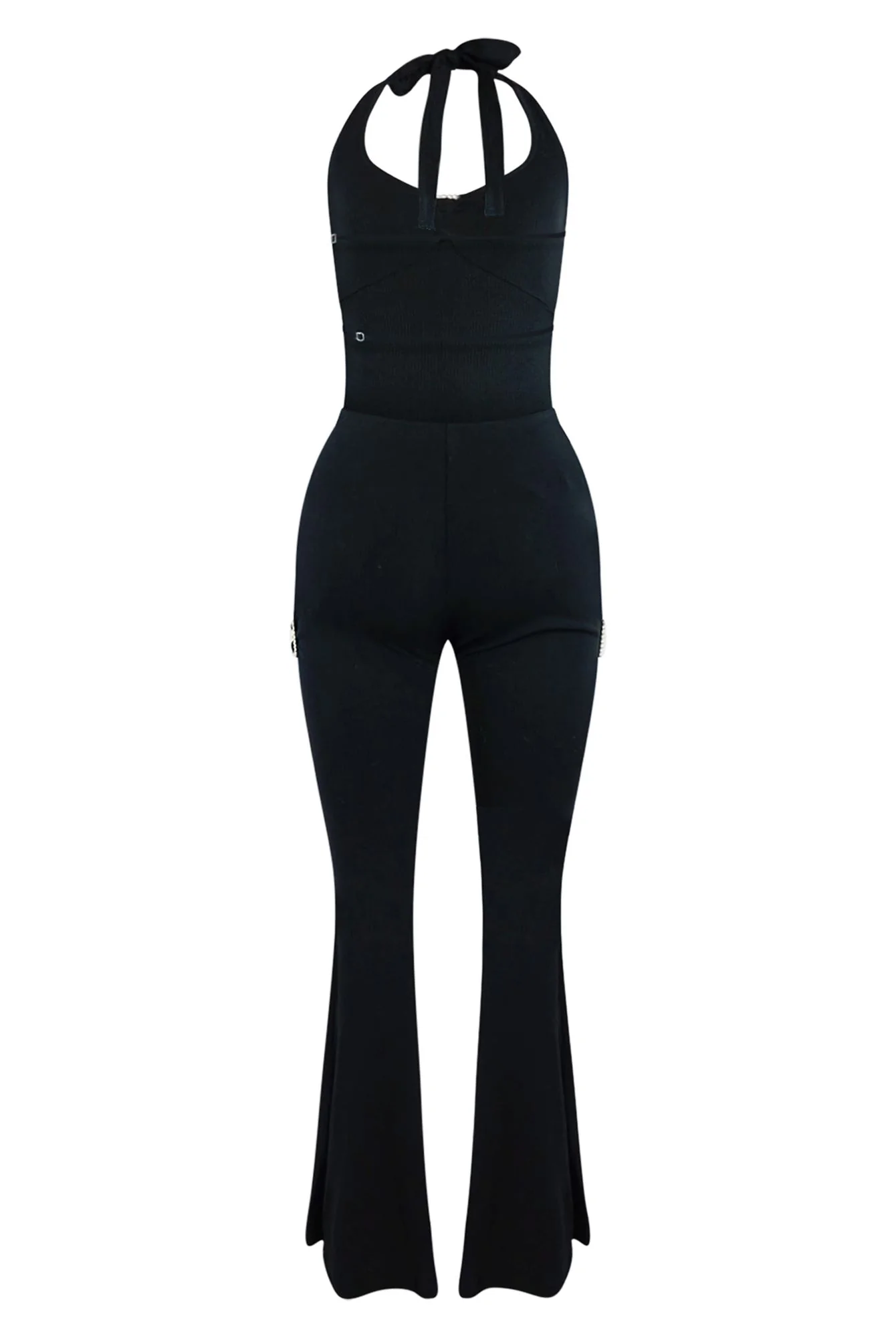 Casual Effect Halter Rhinestone Buckle Jumpsuit - Image 4