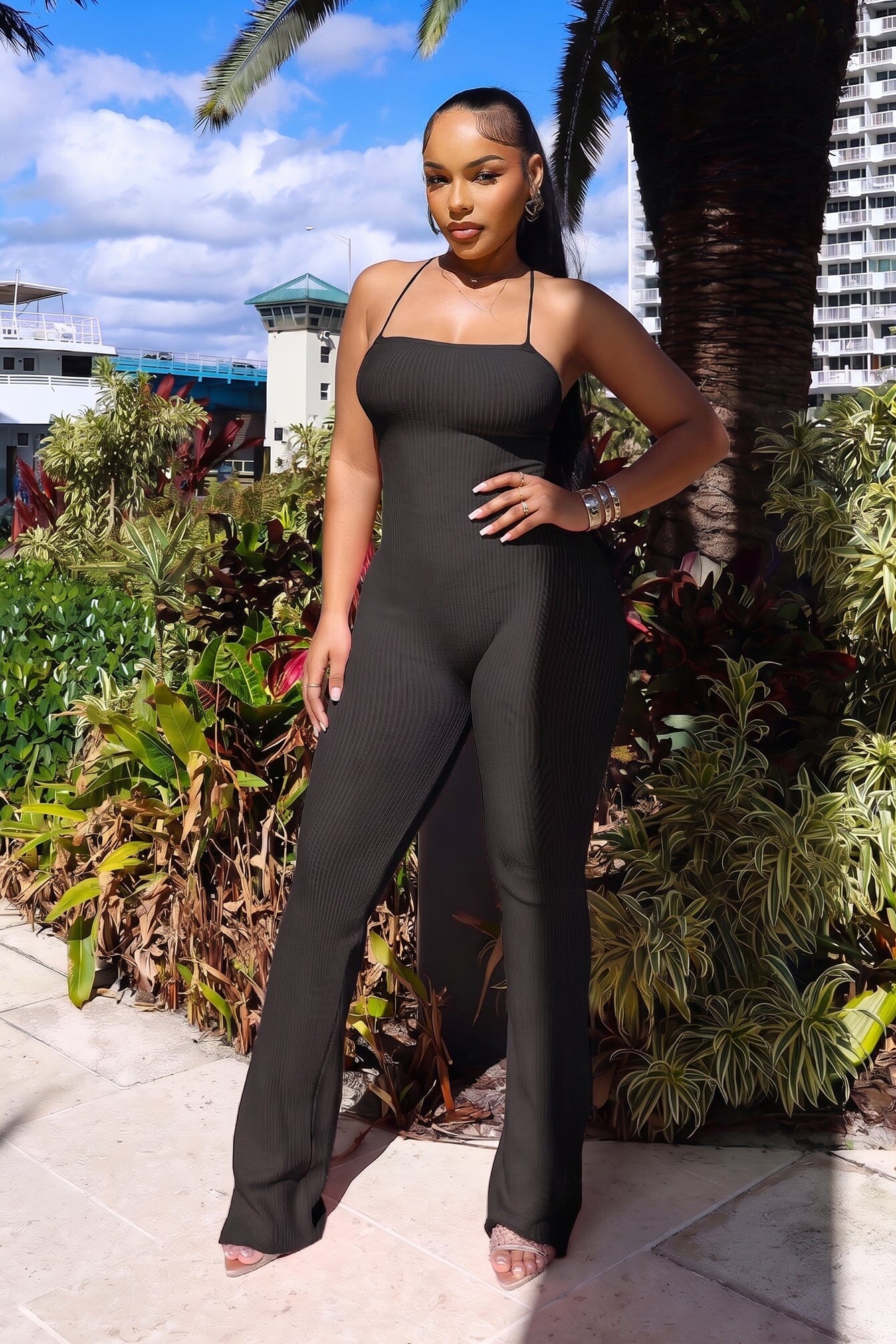 Cereza Ribbed Lace Up Jumpsuit - Image 5
