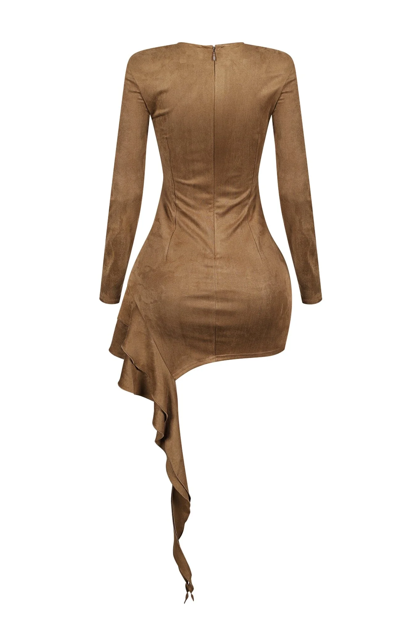 Chantel Suede Zipper Ruffle Mini Dress - Image 6