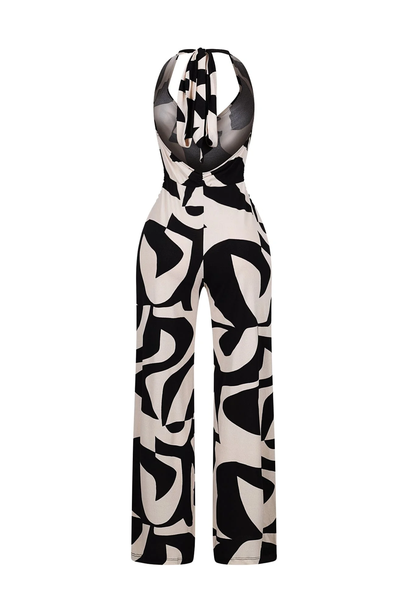Chic Mesh Printed Cowl Neck Jumpsuit - Image 6