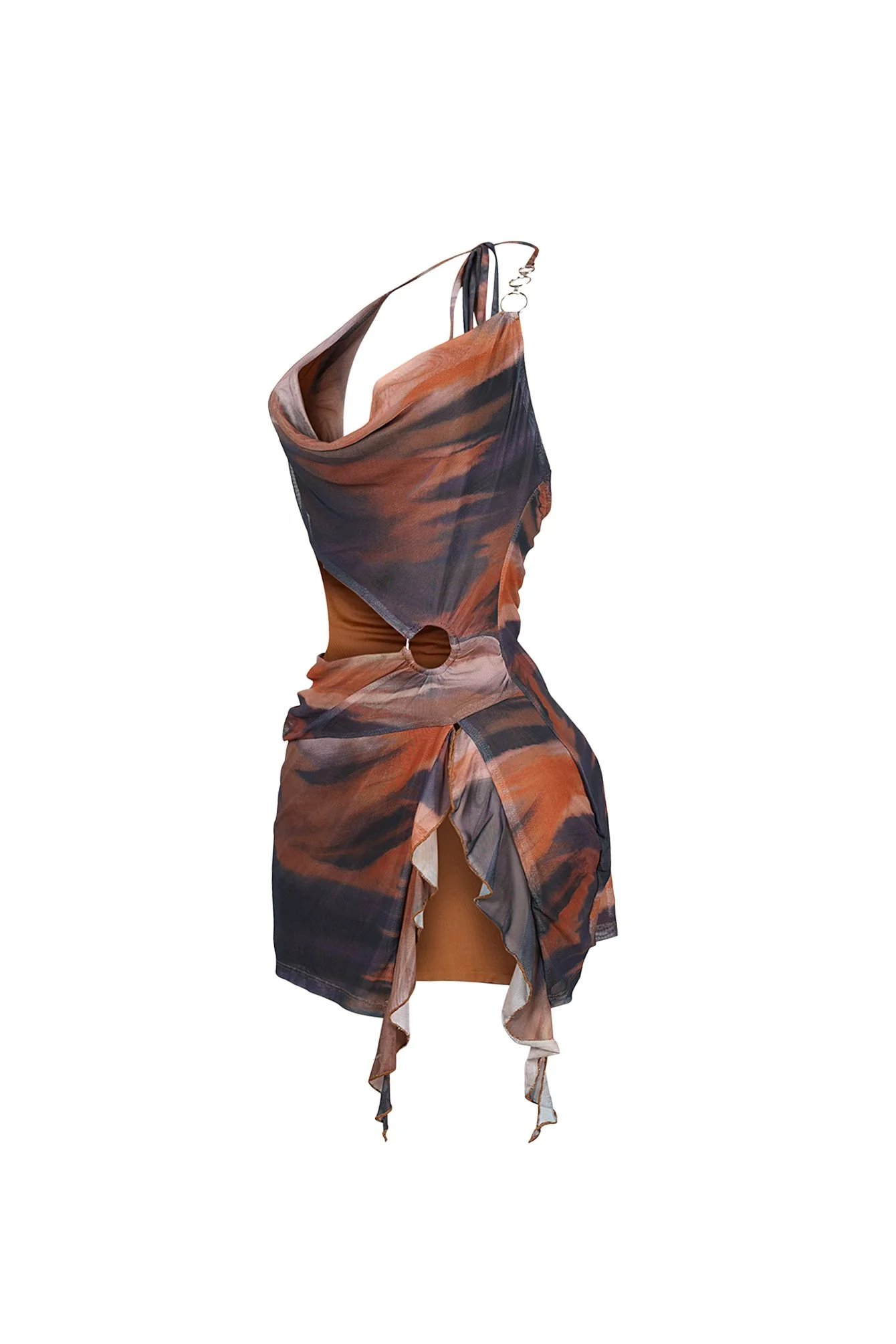 Choco Mesh Print Halter Mini Dress - Image 5