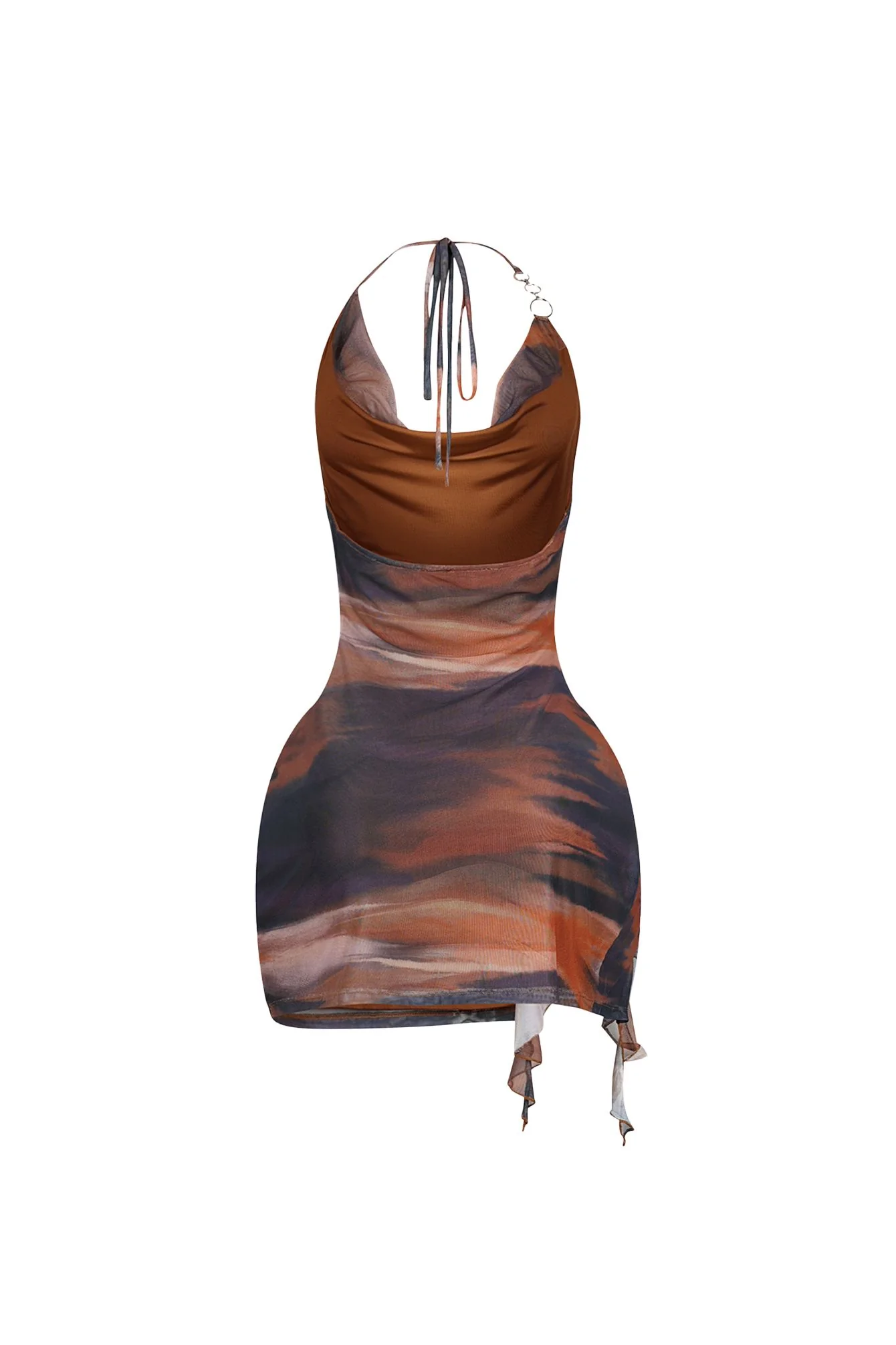 Choco Mesh Print Halter Mini Dress - Image 6