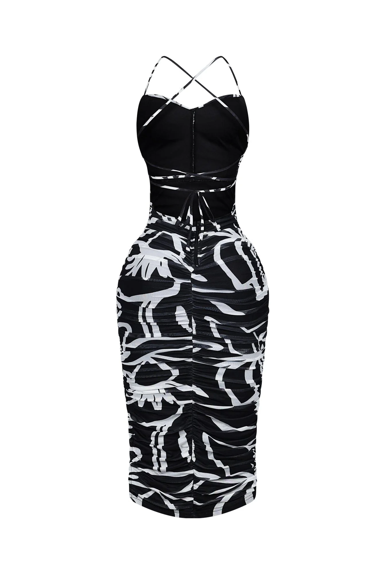 Cinna Mesh Print Ruched Midi Dress - Image 5