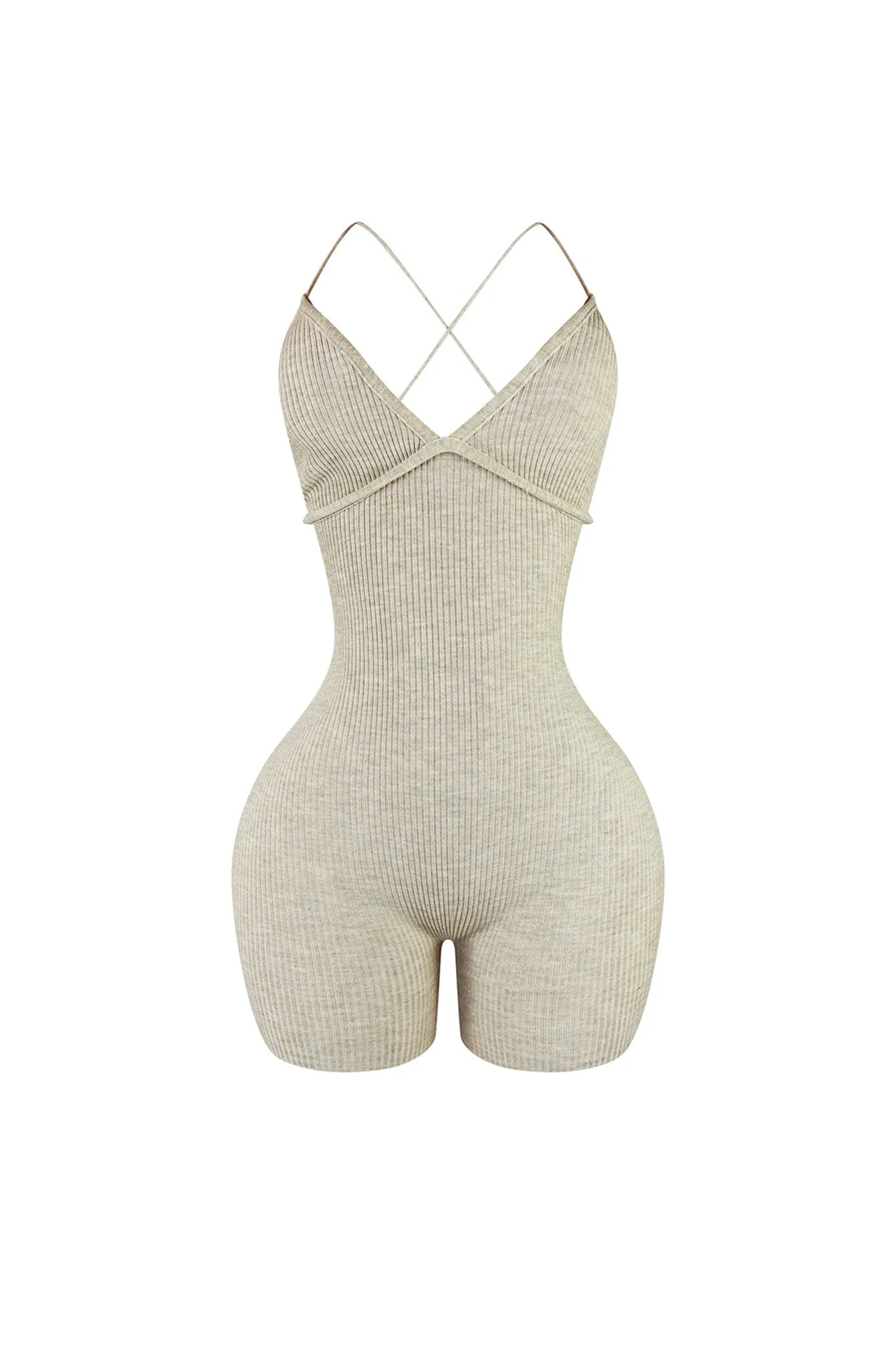 Close Enough Back Lace Up Knit Romper - Image 4
