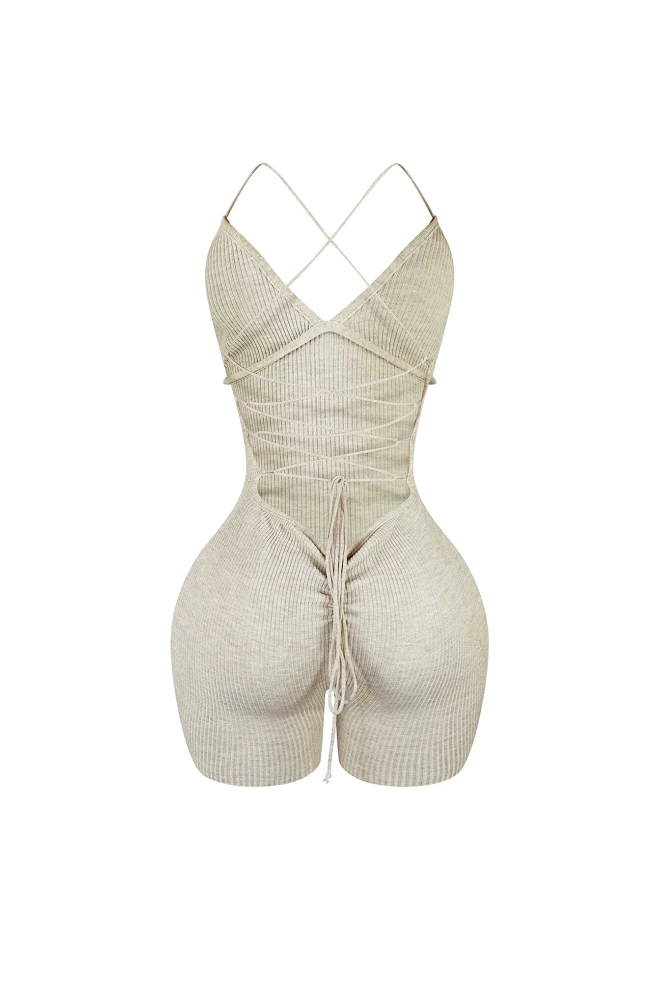 Close Enough Back Lace Up Knit Romper - Image 5