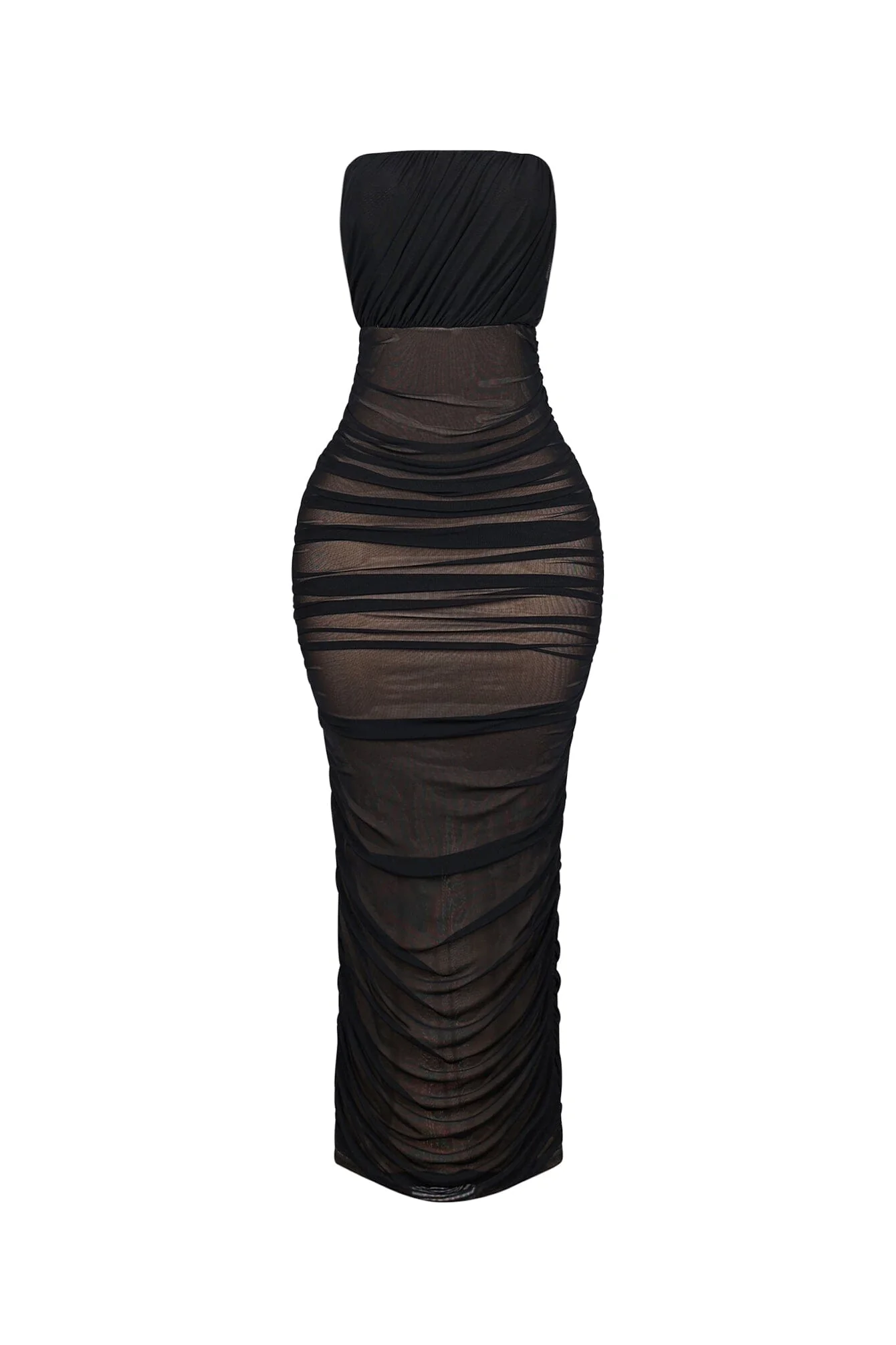 Cloudruch Ruched Mesh Tube Midi Dress - Image 4