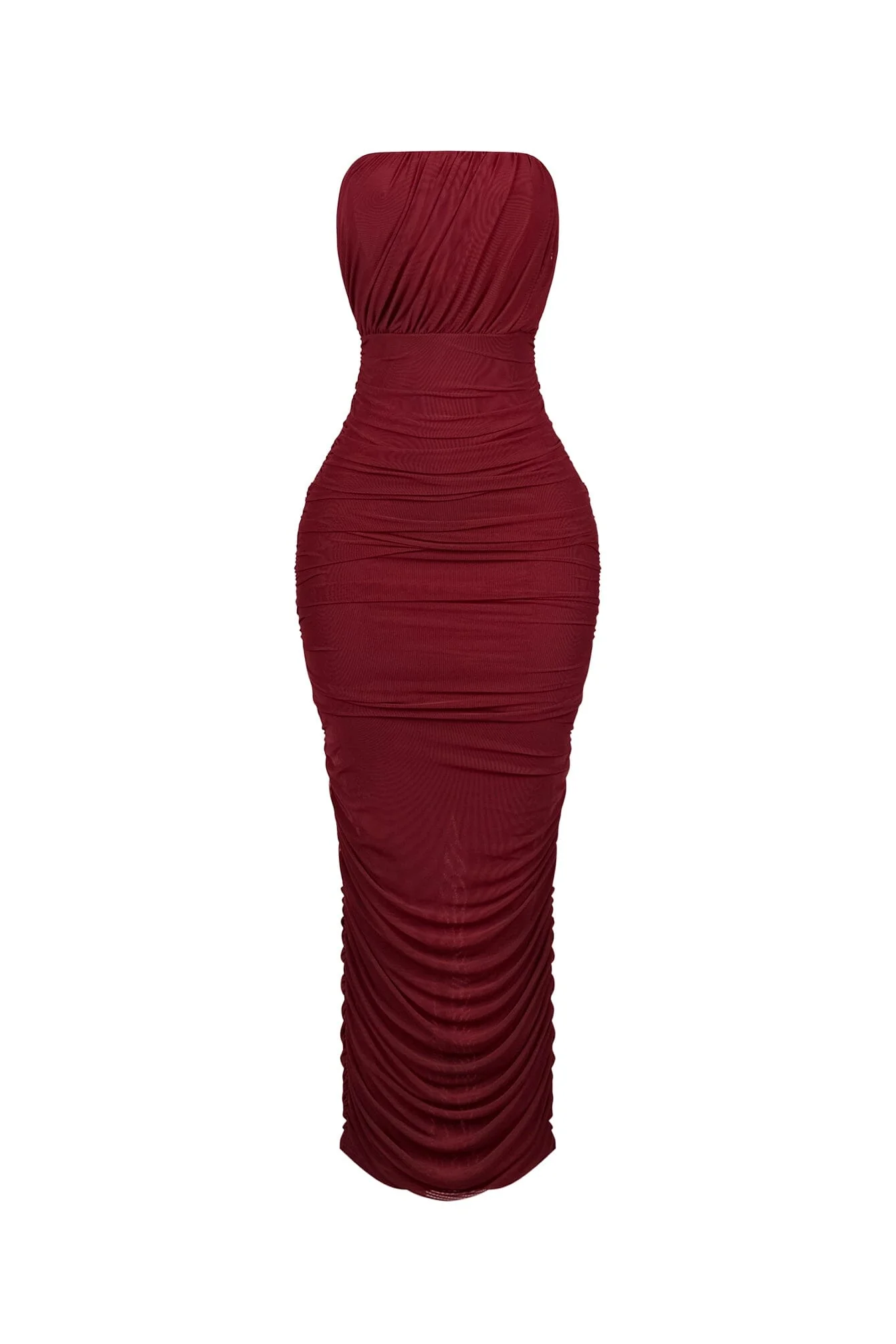 Cloudruch Ruched Mesh Tube Midi Dress - Image 5