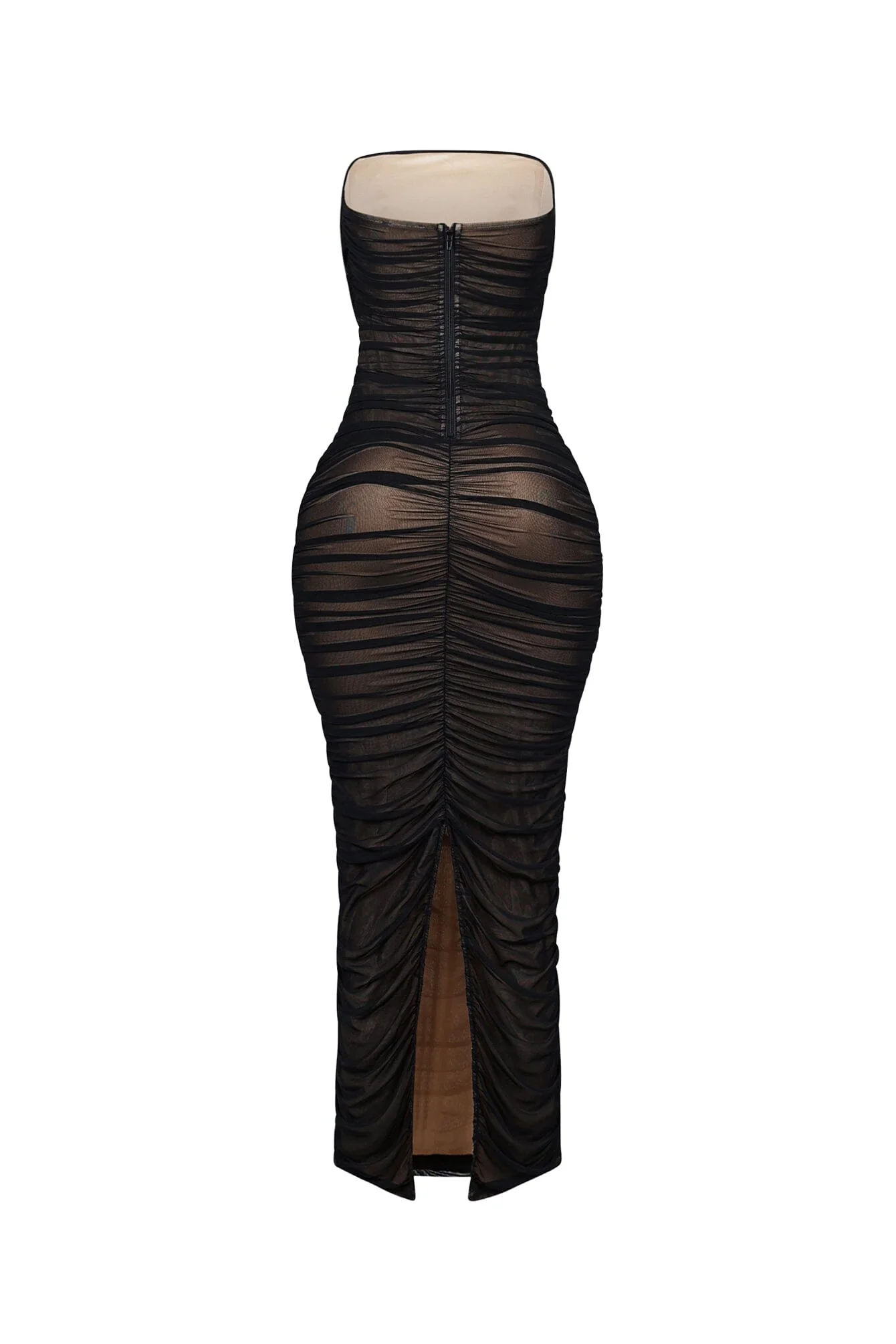 Cloudruch Ruched Mesh Tube Midi Dress - Image 8
