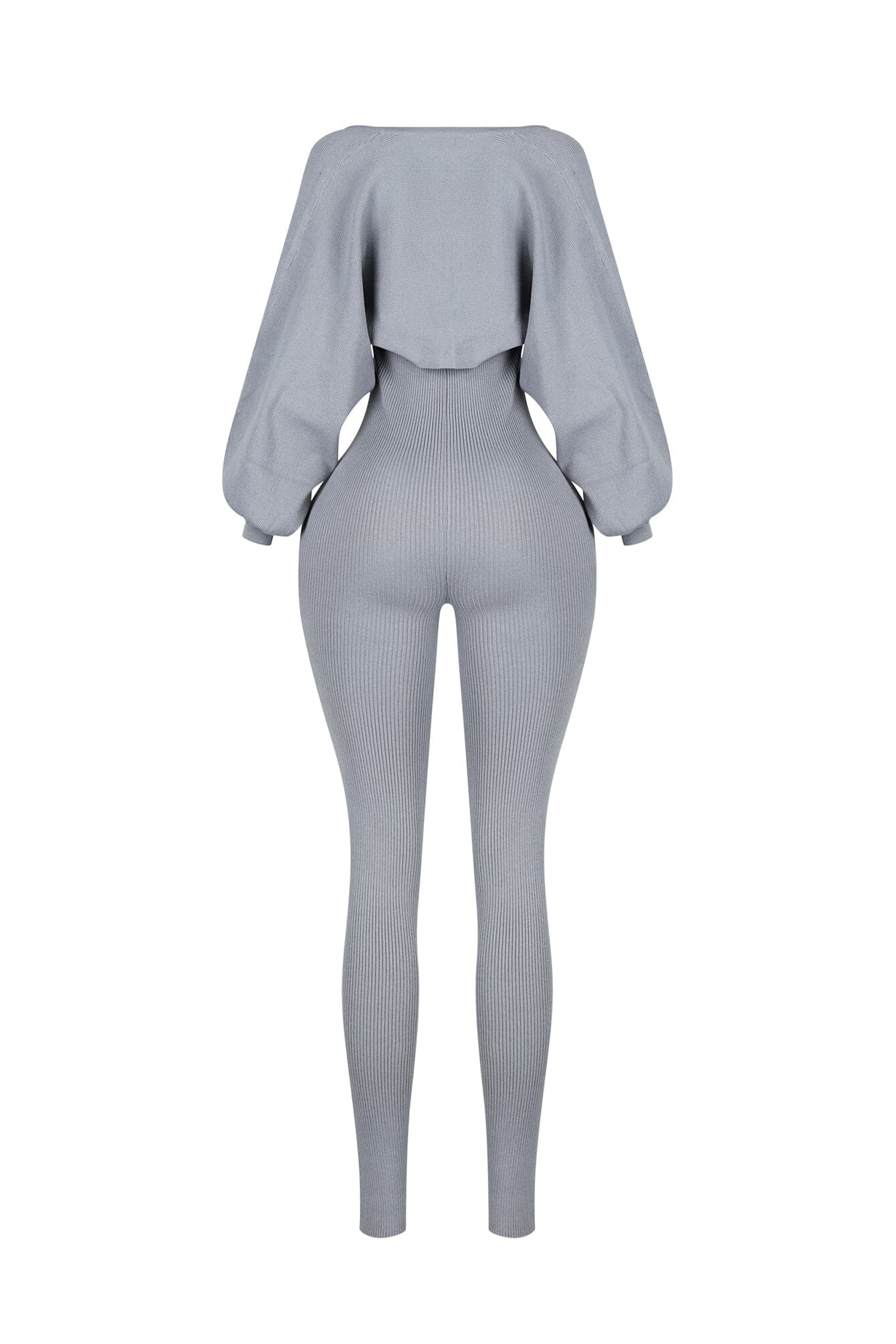 Clover Ribbed Knit Jumpsuit With Bolero SET - Image 9