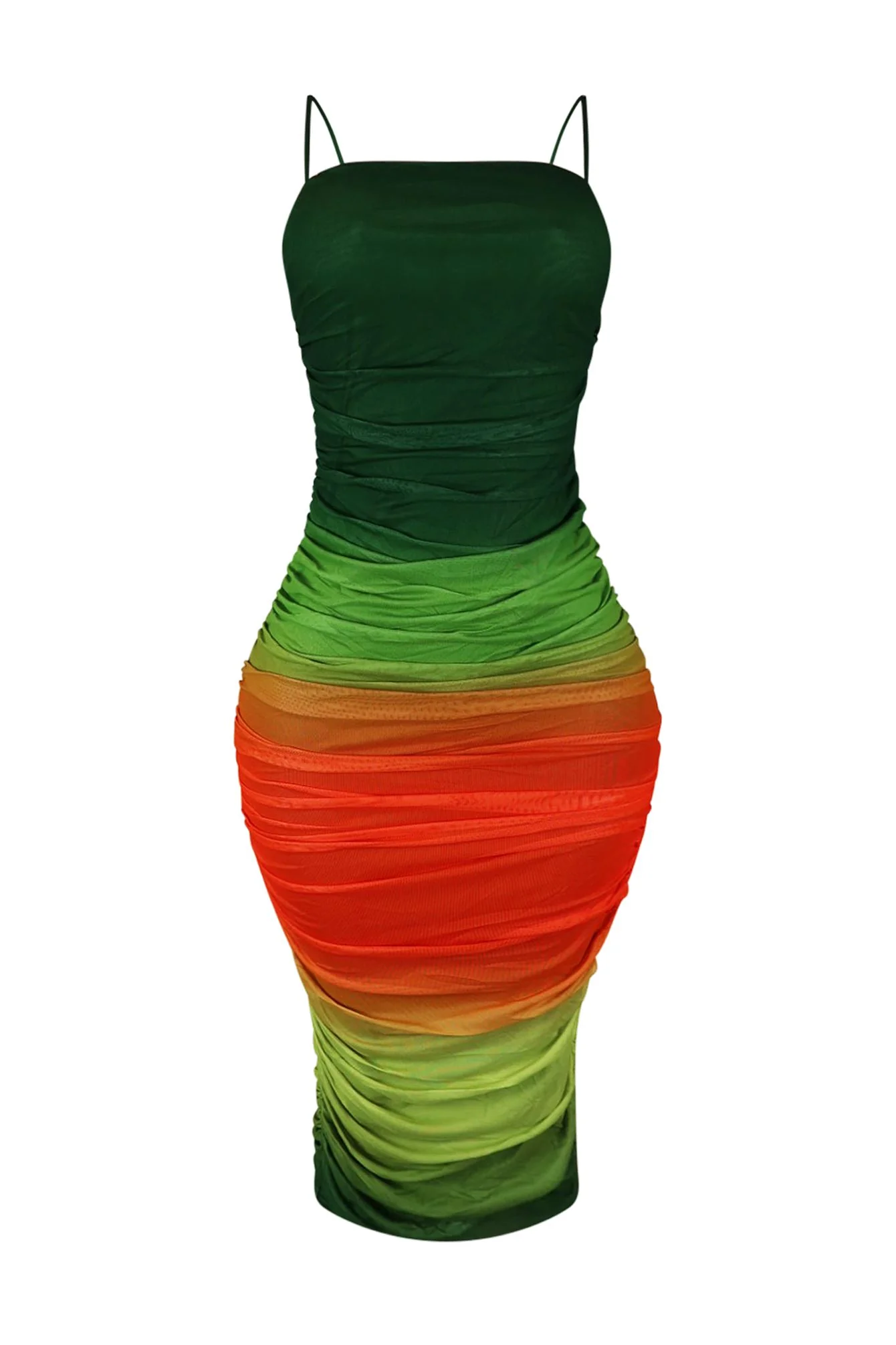 Coastal Ombre Mesh Ruched Midi Dress - Image 2