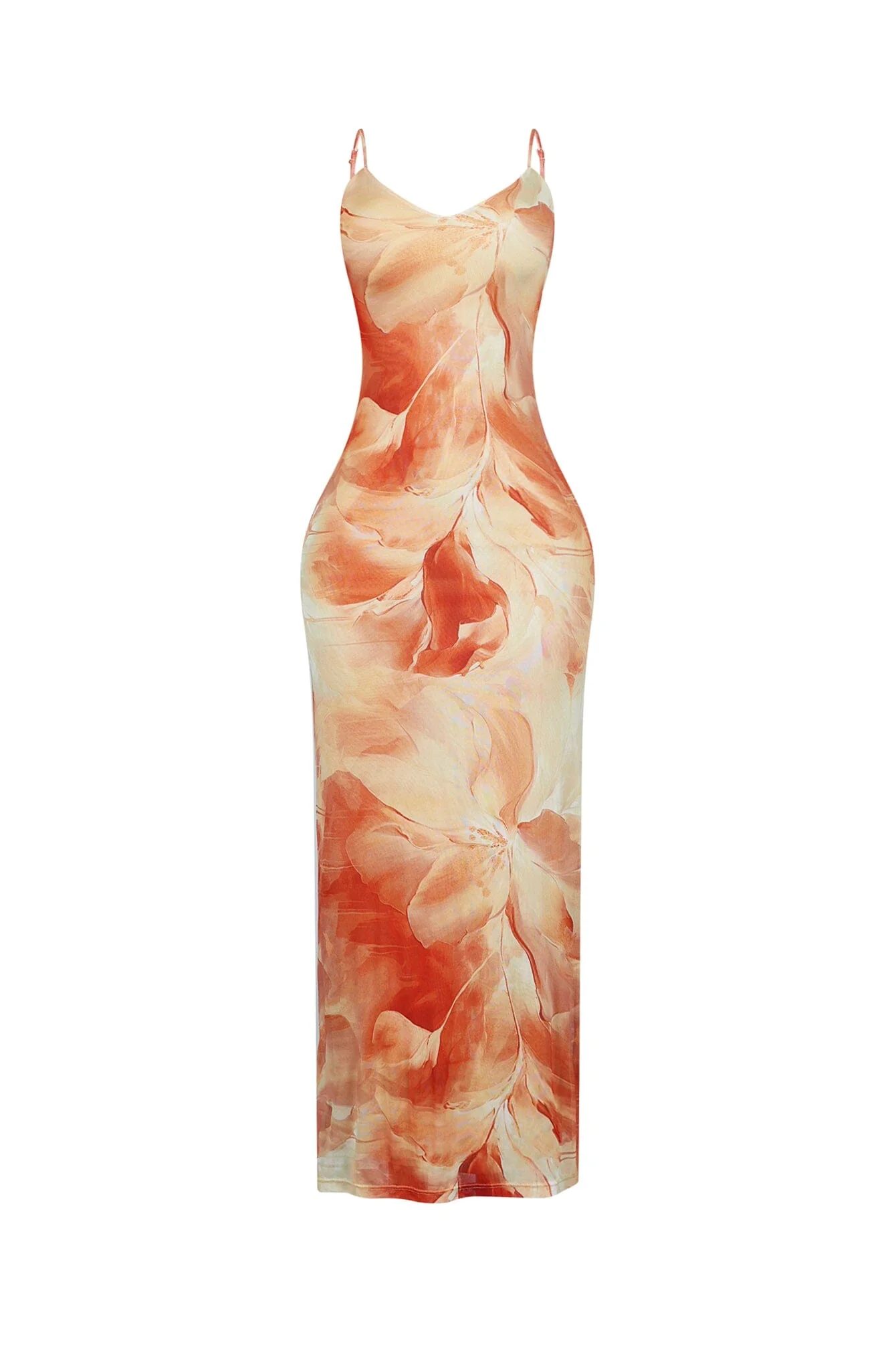 Coral Blush Mesh Print Maxi Dress - Image 3