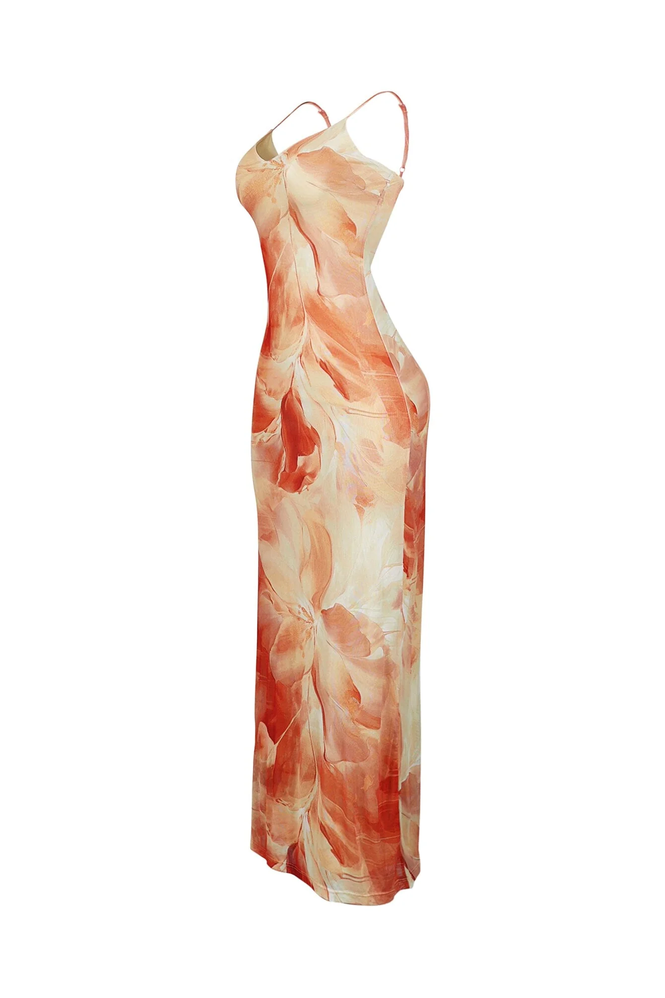 Coral Blush Mesh Print Maxi Dress - Image 4