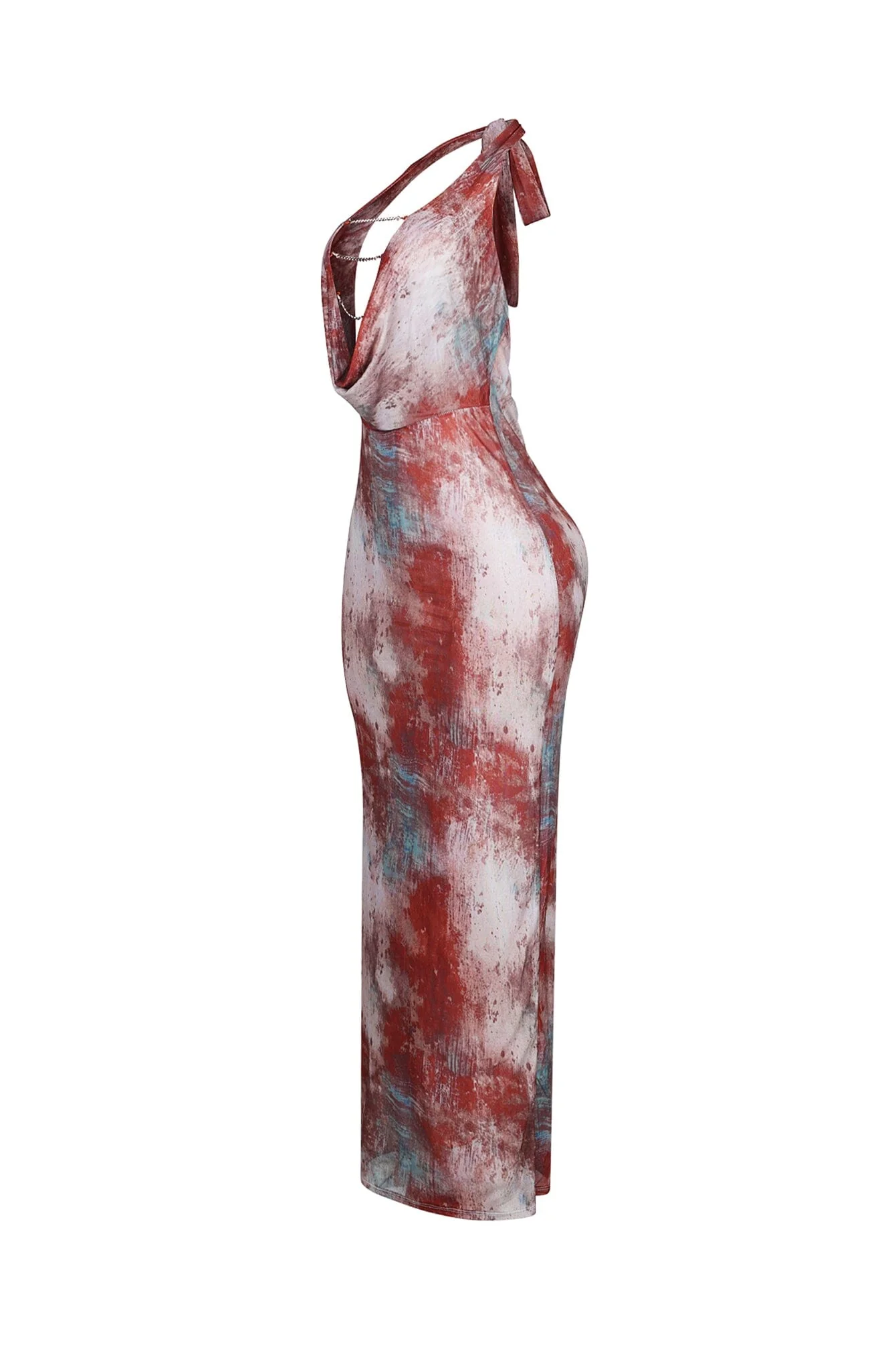 Cowl Charm Printed Mesh Maxi Dress - Image 5