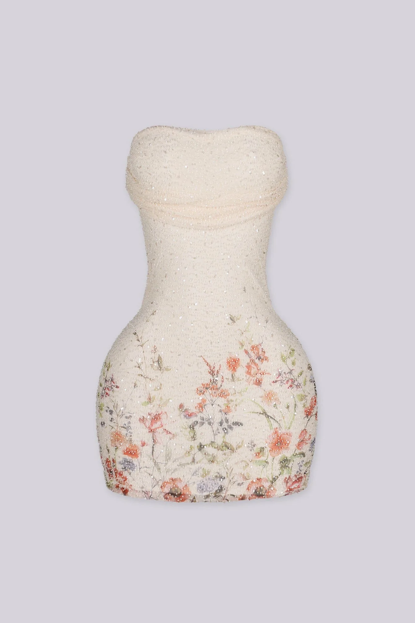 Cream Shadow Tube Mini Dress - Image 4