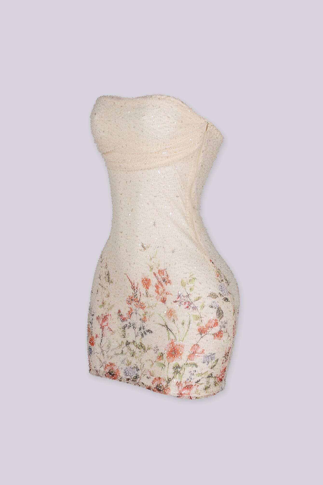 Cream Shadow Tube Mini Dress - Image 5