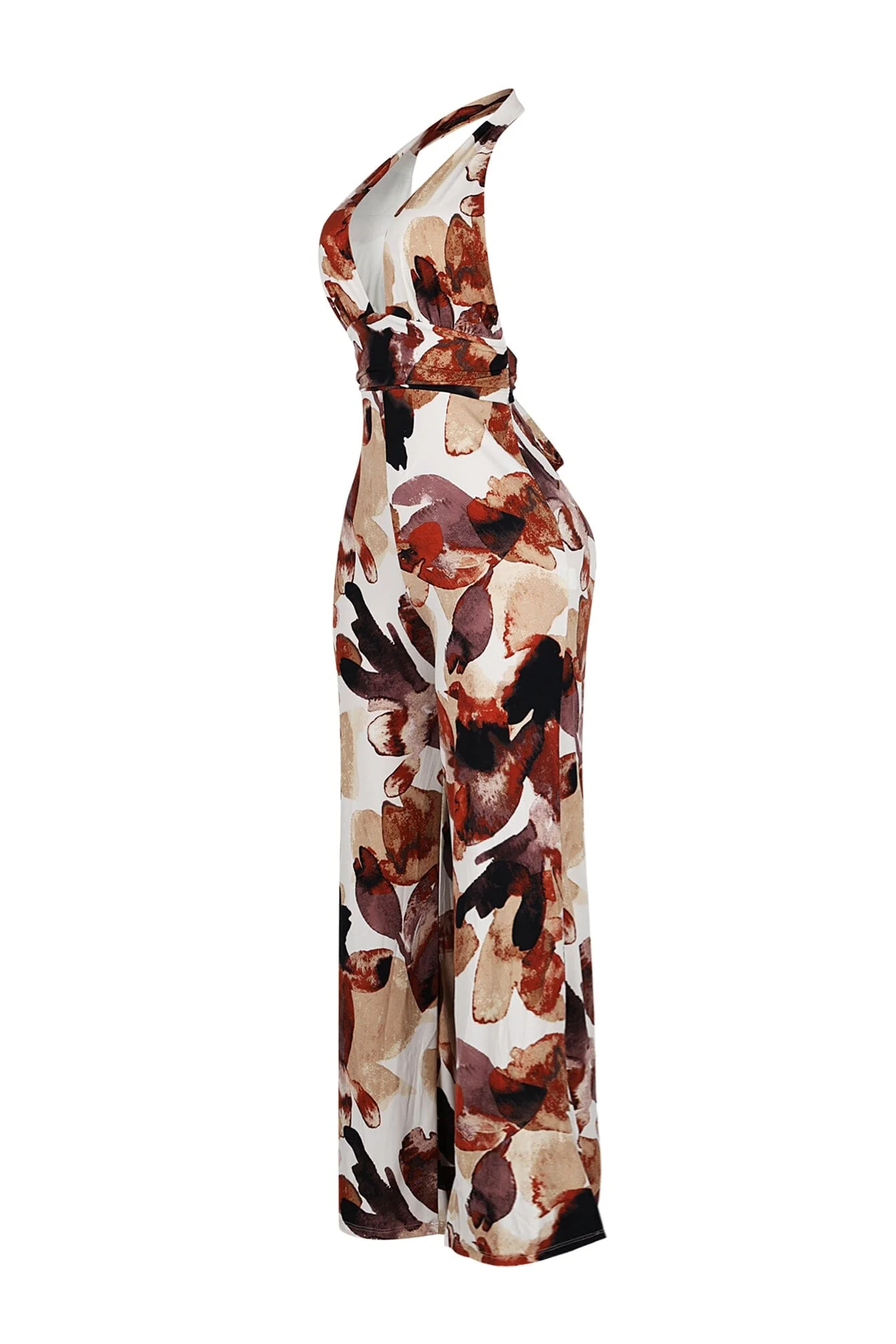 Crimson Leaf Halter Jumpsuit - Image 4