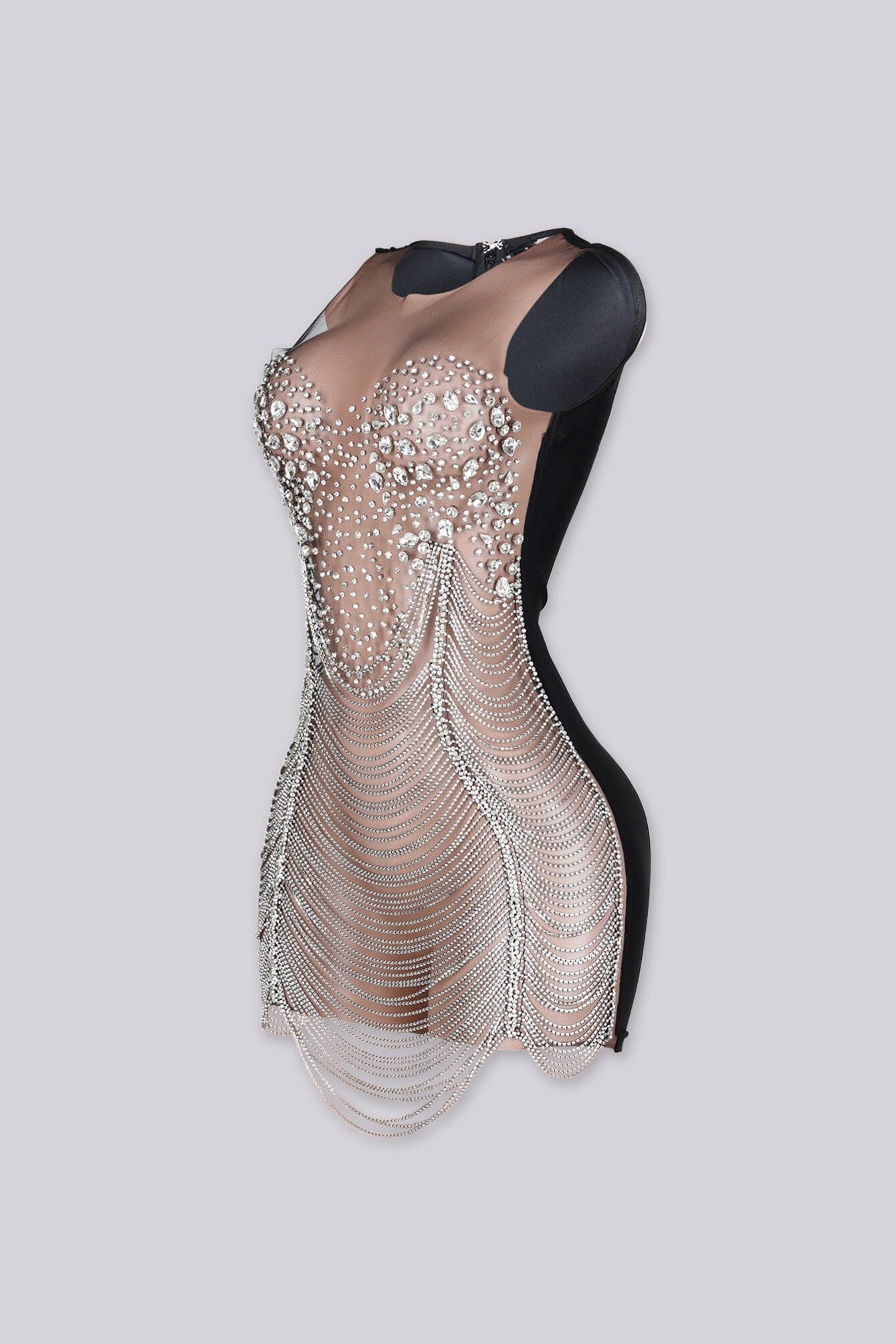 Crystal Contrast Mesh Mini Dress - Image 6