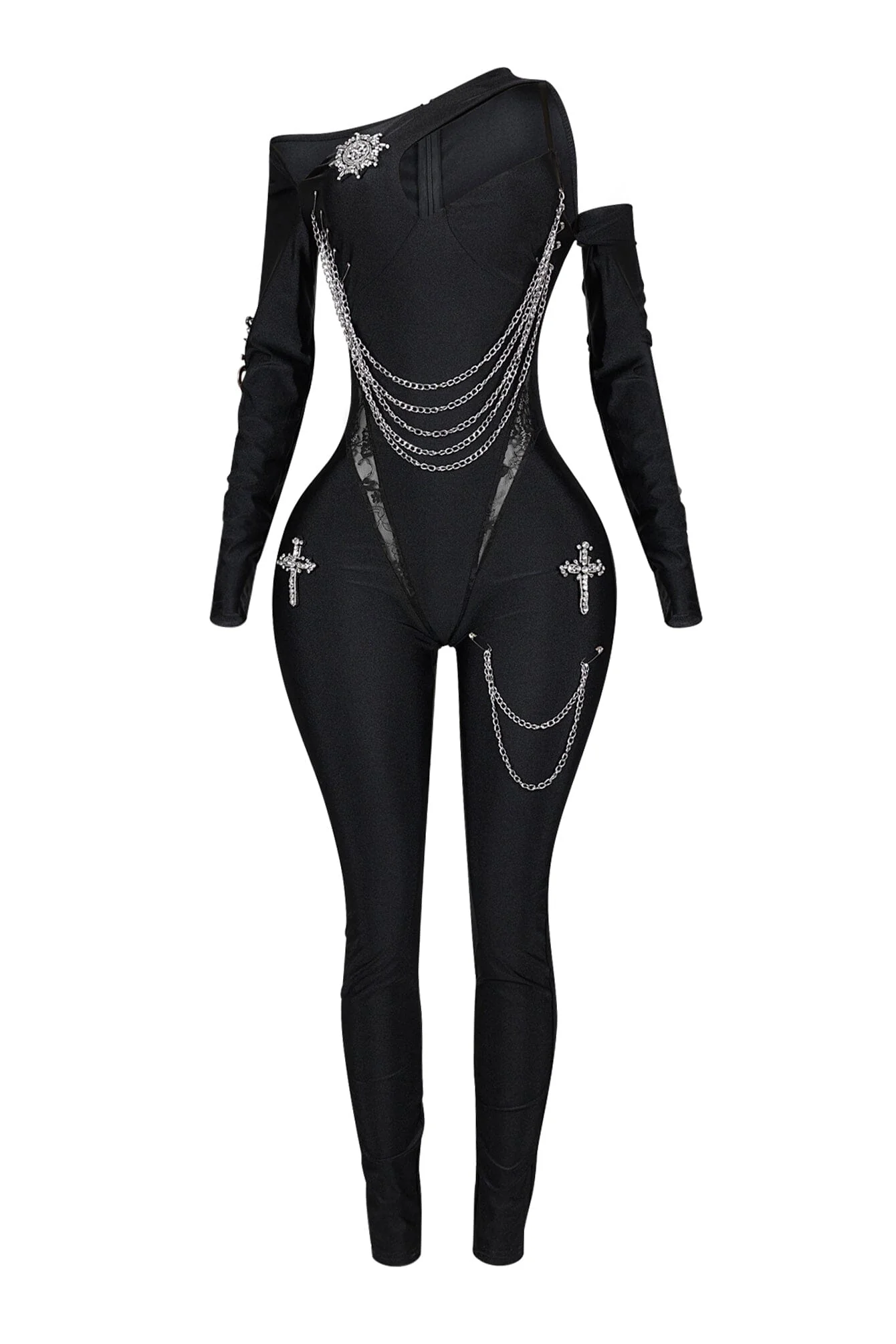Deena Nylon Metal Chain Jumpsuit - Image 4