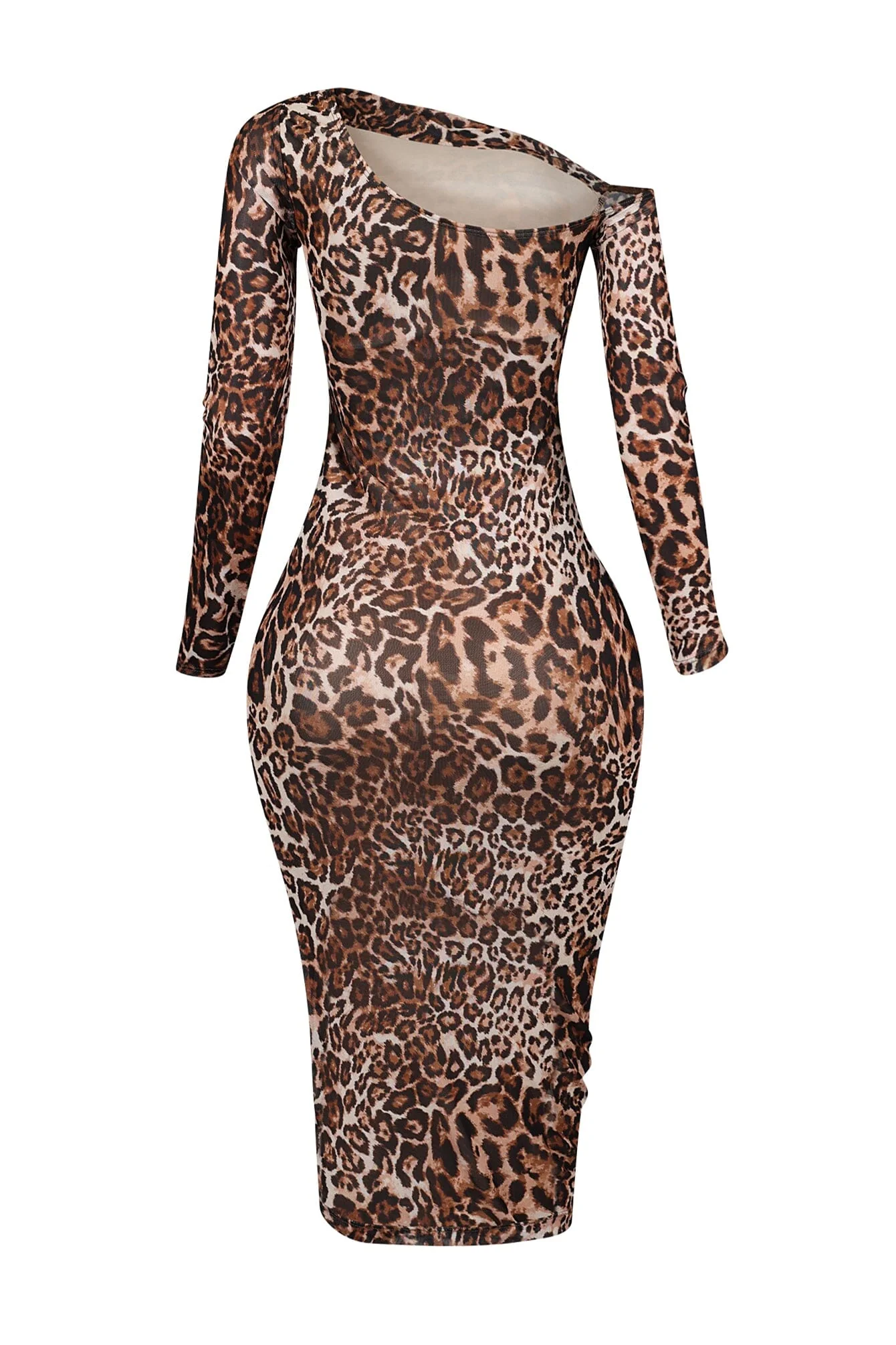 Delaney Mesh Leopard Midi Dress - Image 5