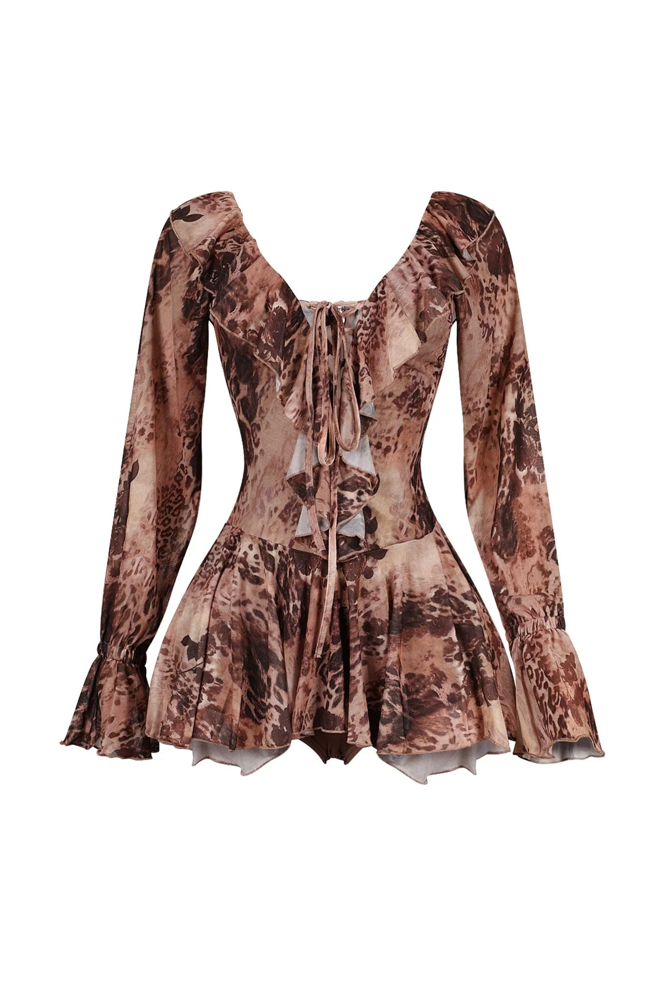 Delani Mesh Leopard Off Shoulder Dress - Image 4