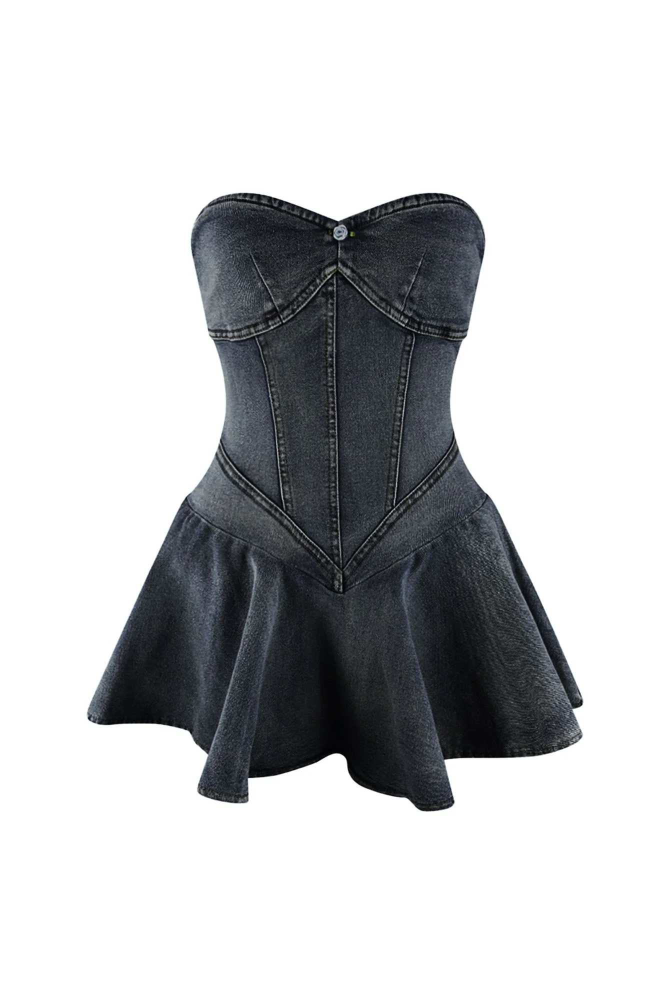 Denim Balletcore Corset Mini Dress - Image 5