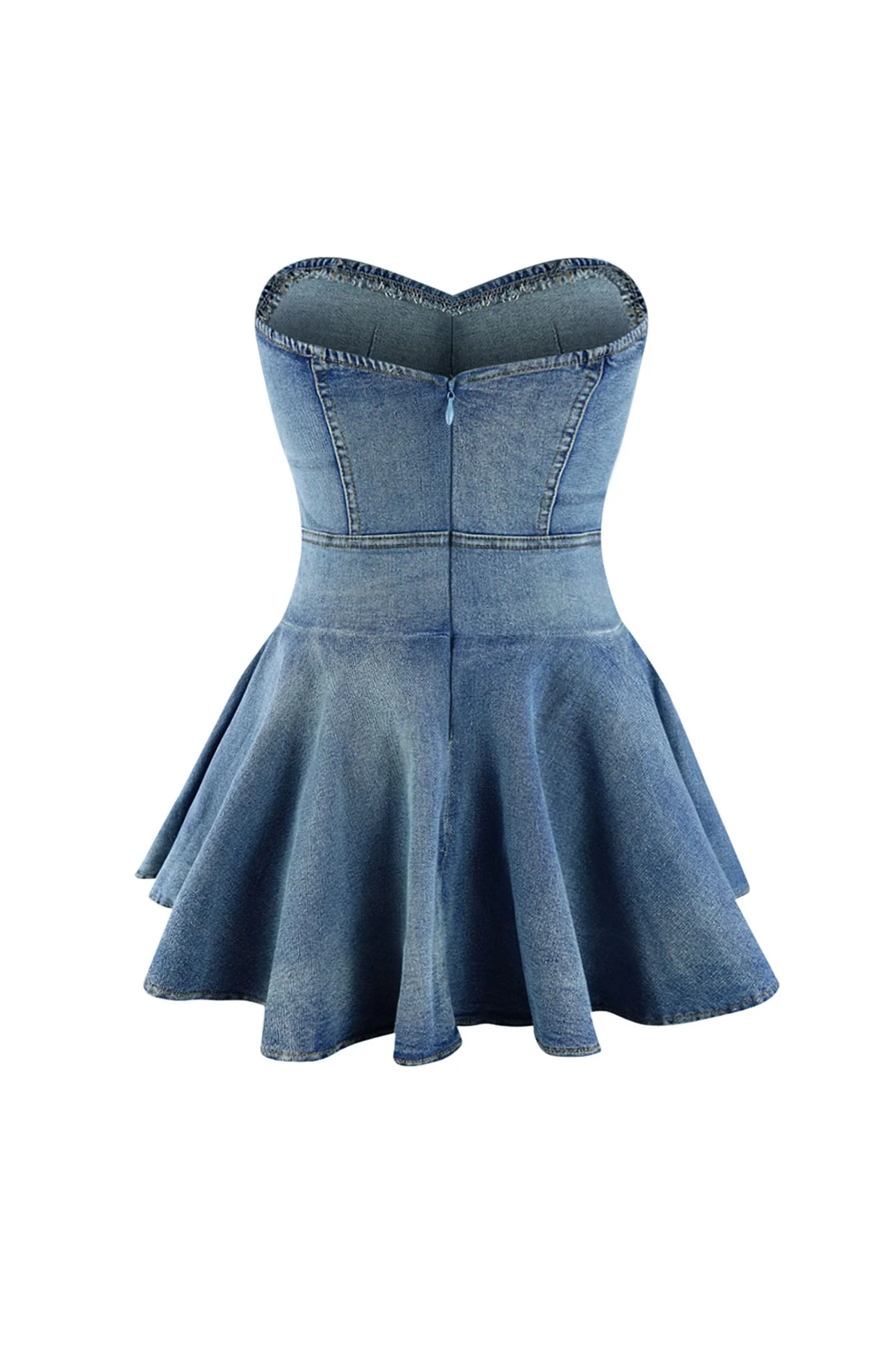 Denim Balletcore Corset Mini Dress - Image 7