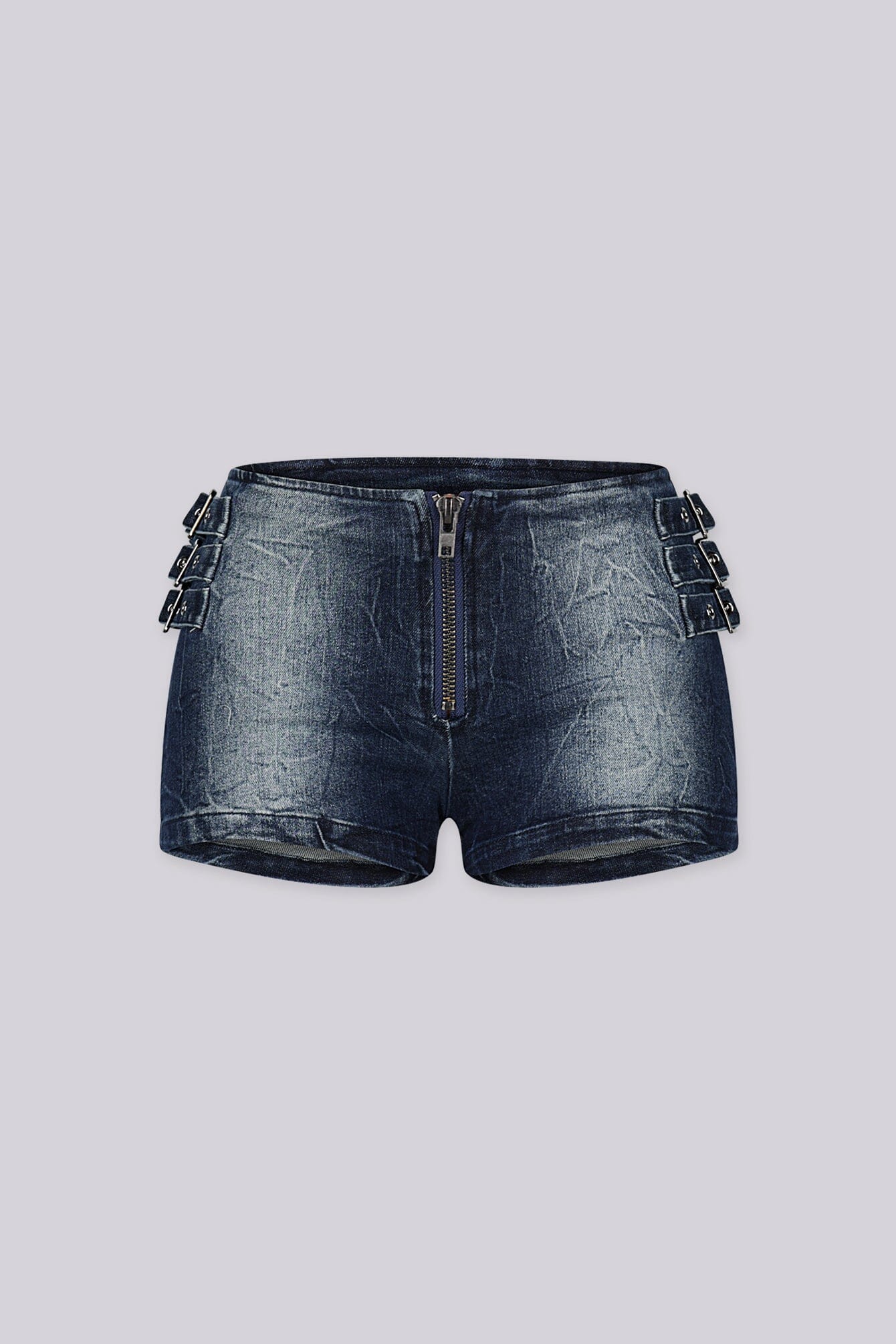 Denver Buckle Micro Denim Shorts - Image 3