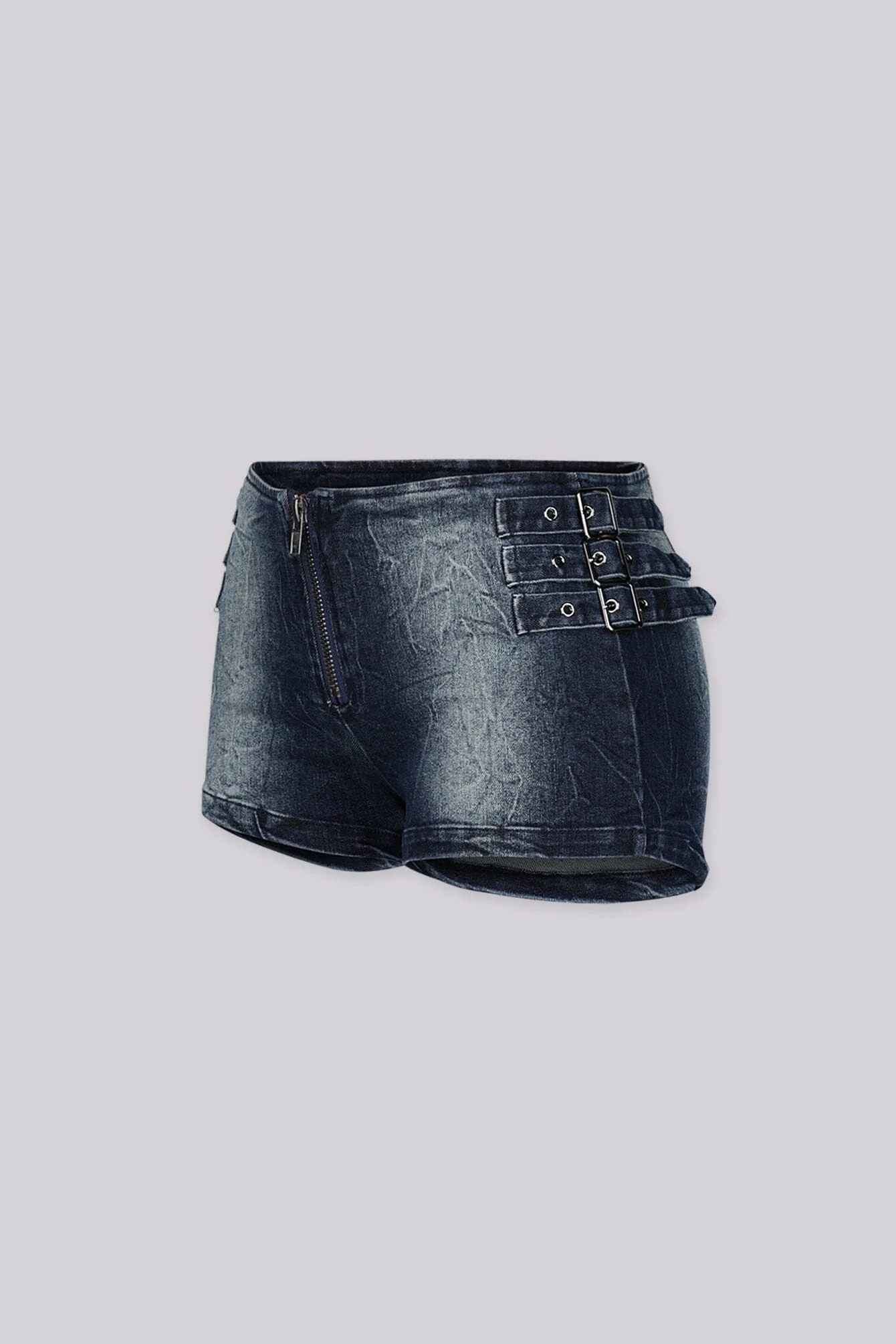 Denver Buckle Micro Denim Shorts - Image 4