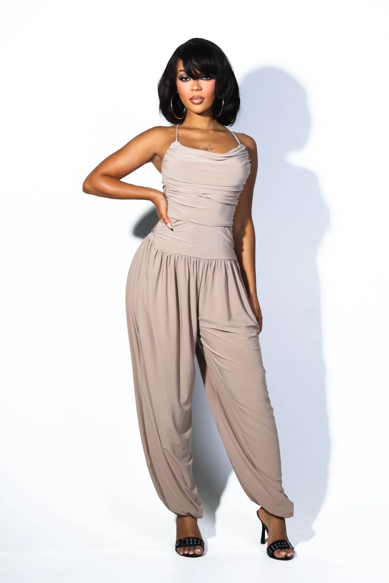Desert Sand Ruched Jumpsuit
