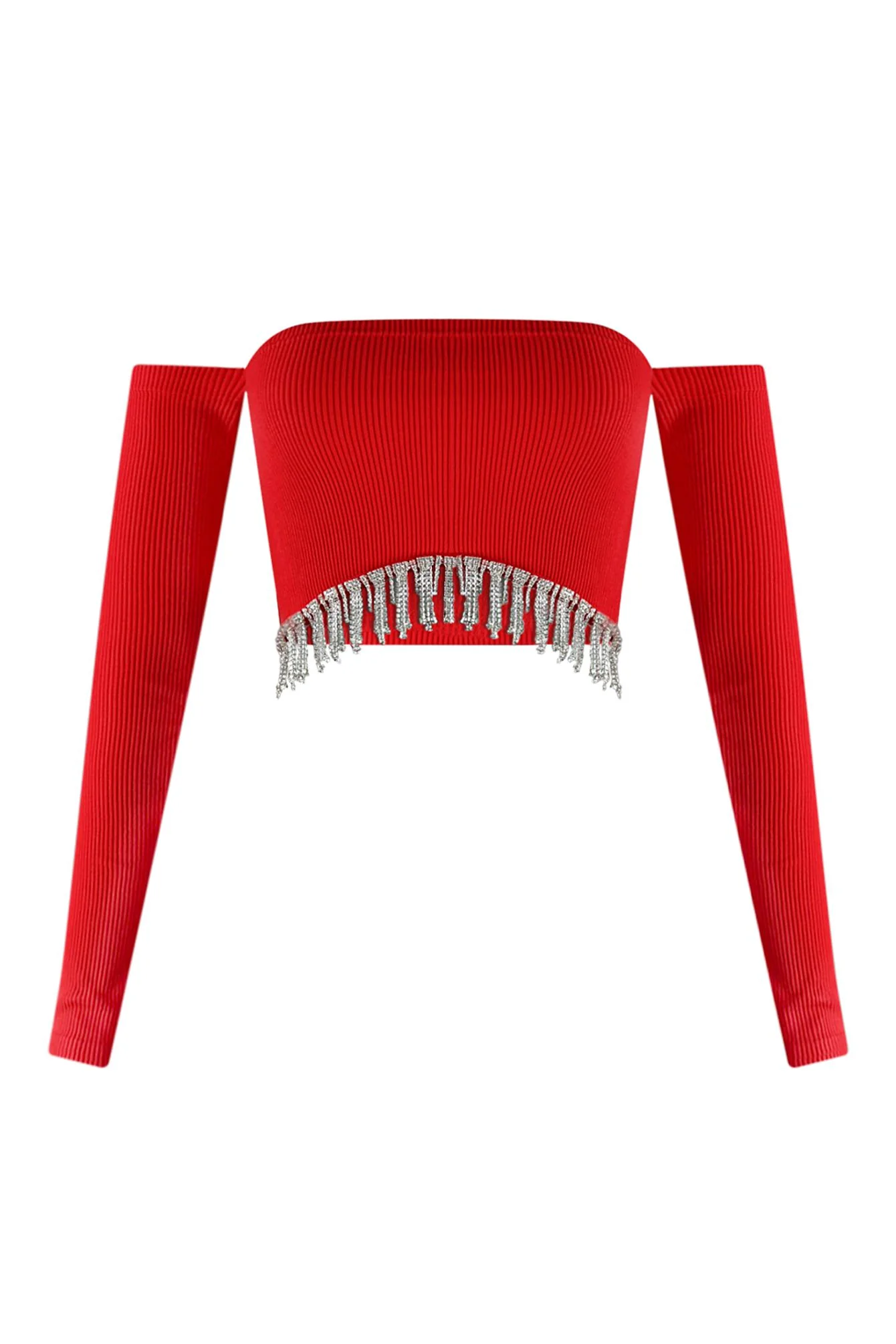 Divas Dancing Rhinestone Fringe Crop Top - Image 3
