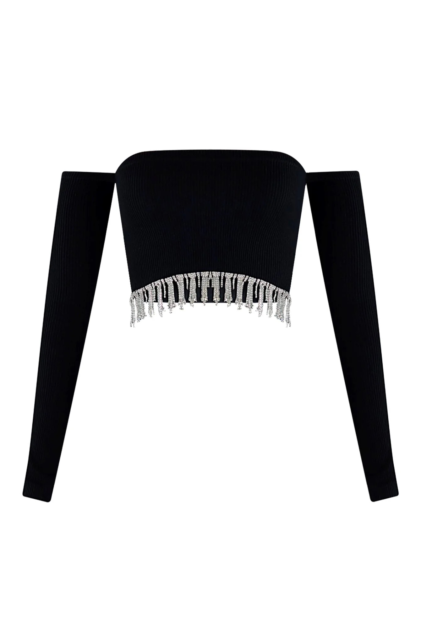Divas Dancing Rhinestone Fringe Crop Top - Image 4