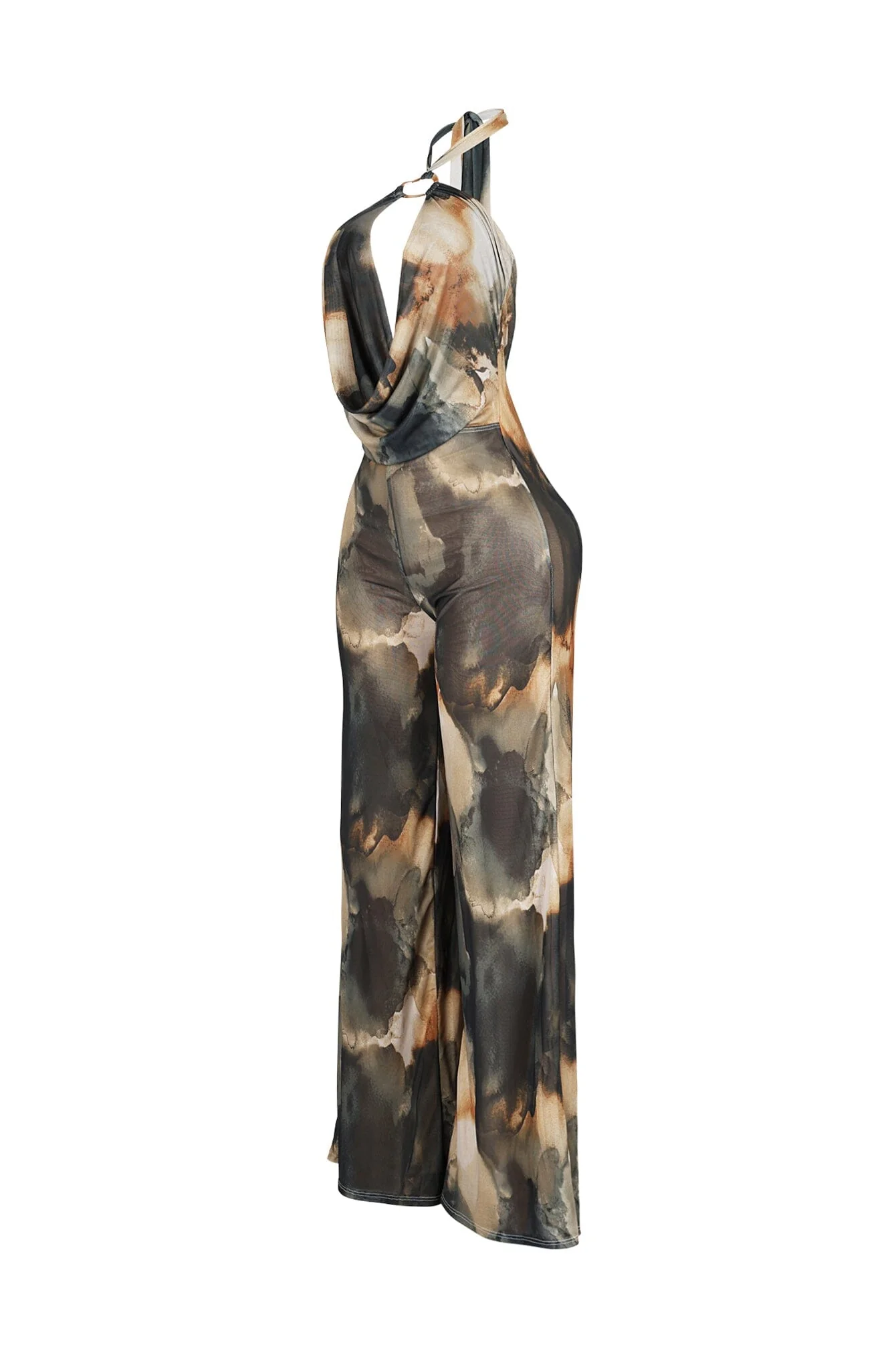 Dresden Mesh Print Halter Jumpsuit - Image 4