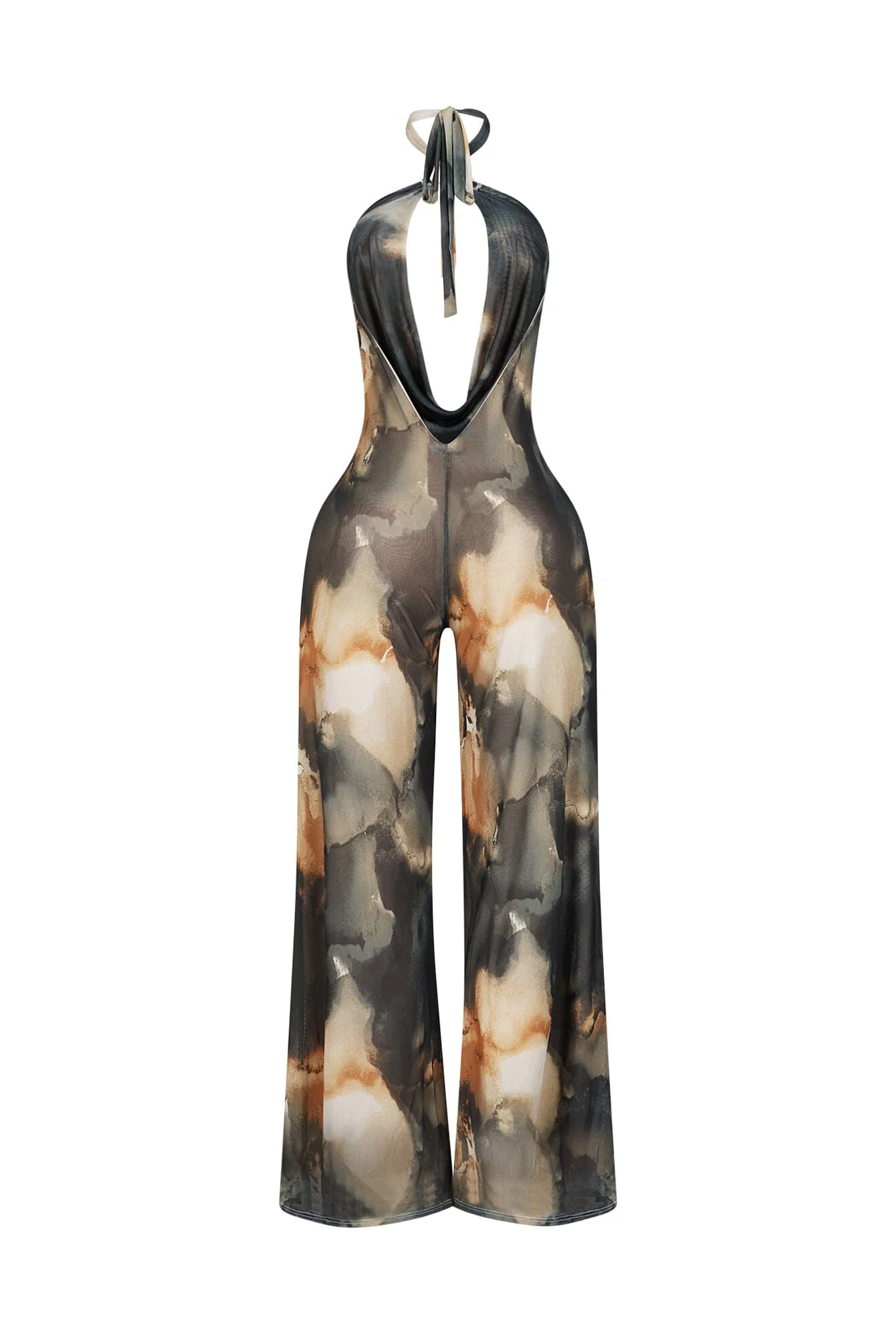Dresden Mesh Print Halter Jumpsuit - Image 5