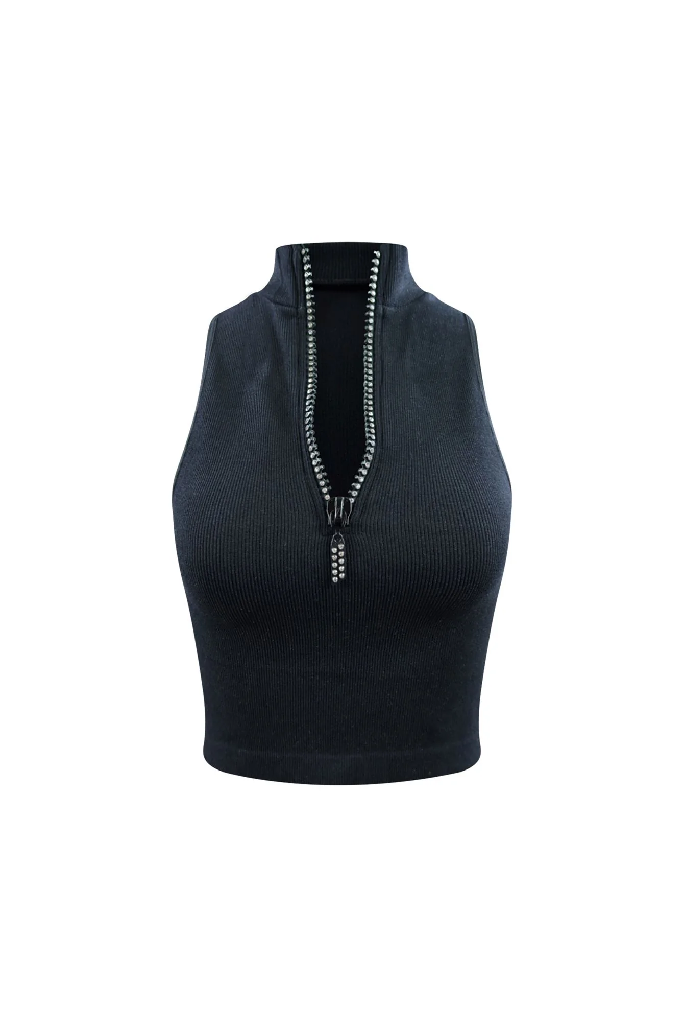 Effortless Rhinestone Half Zip Up Top - Image 5