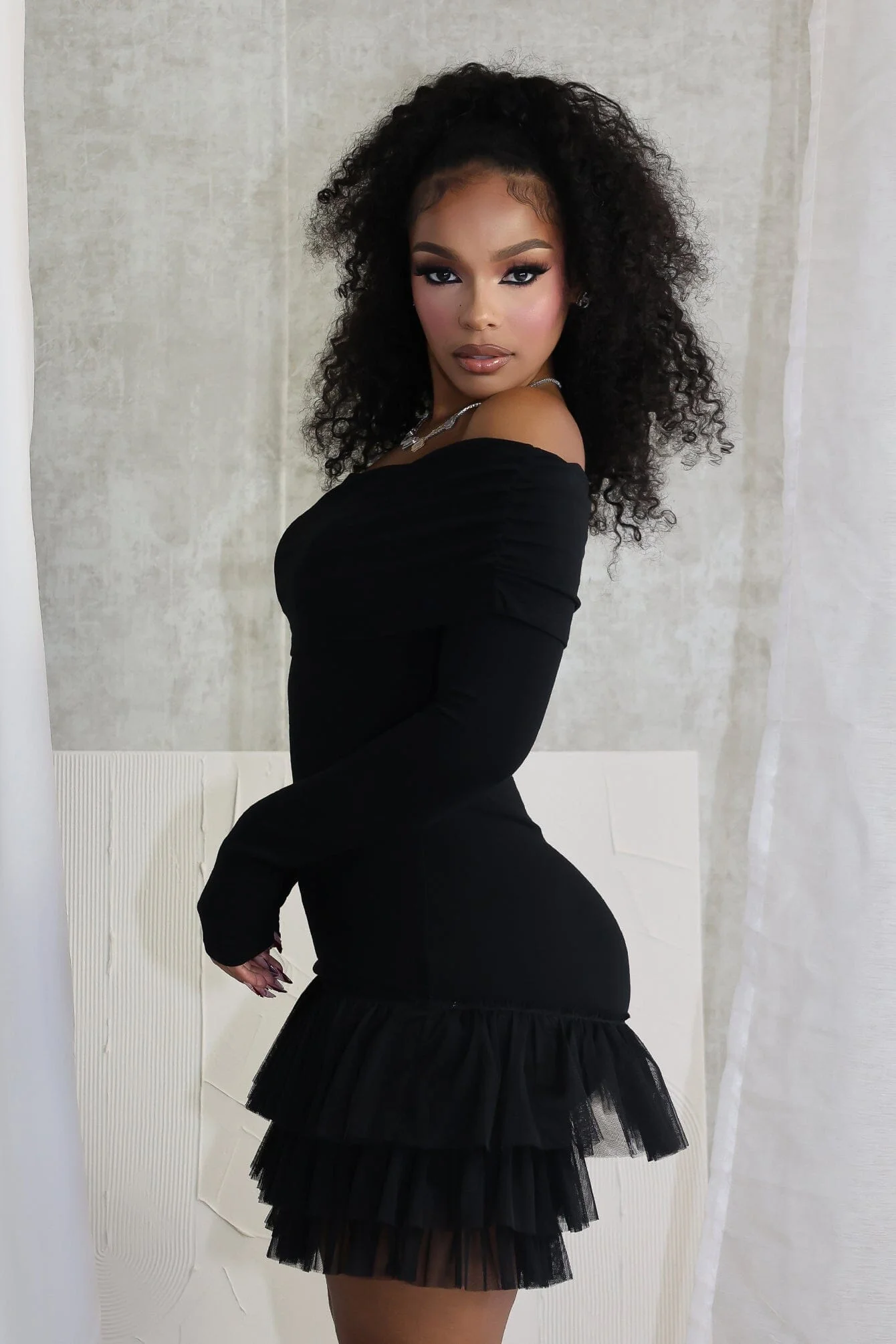 Ekko Tulle Ruffled Mini Dress - Image 3