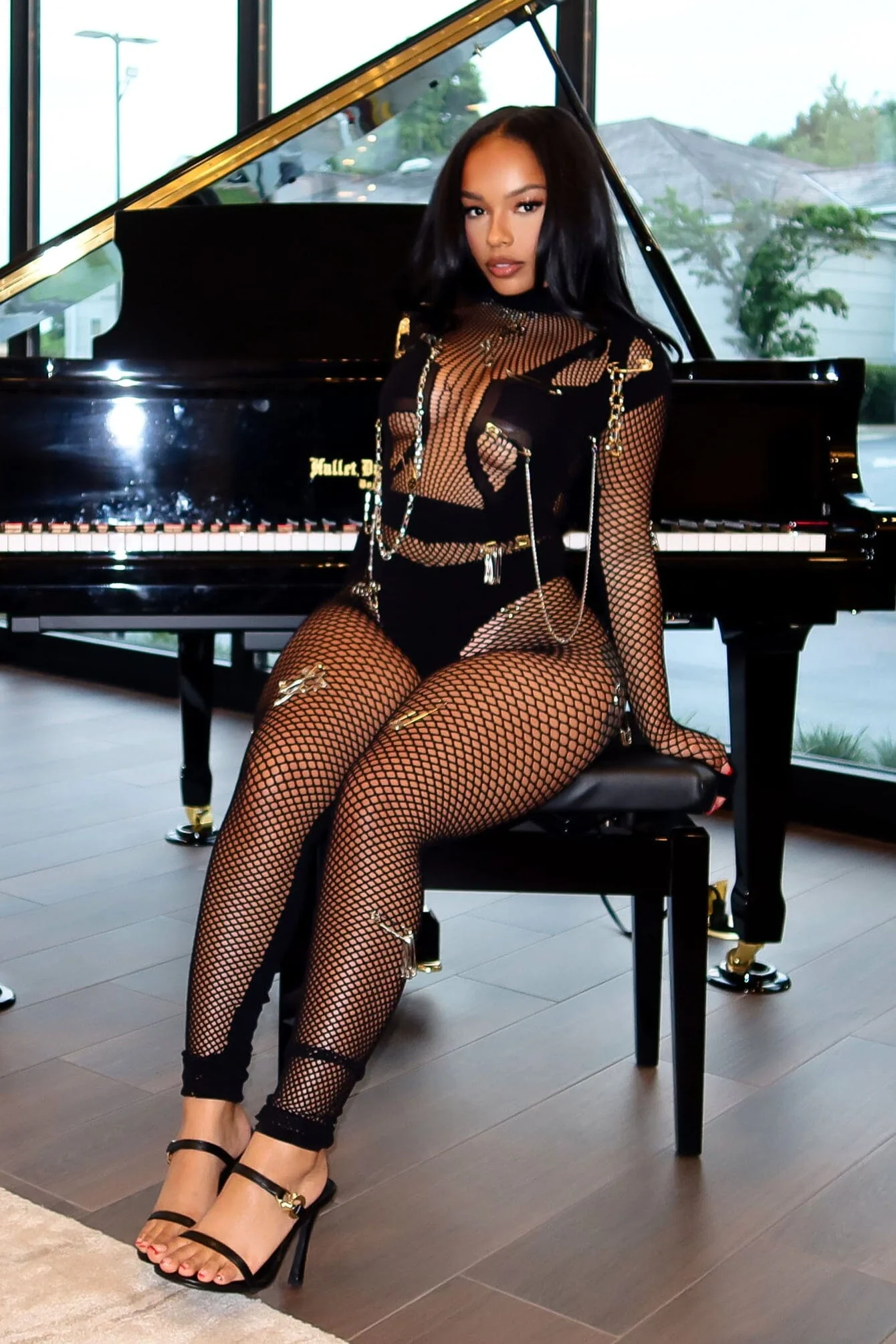 Eleanor Seamless Long Sleeve Fishnet Jumpsuit - Image 2